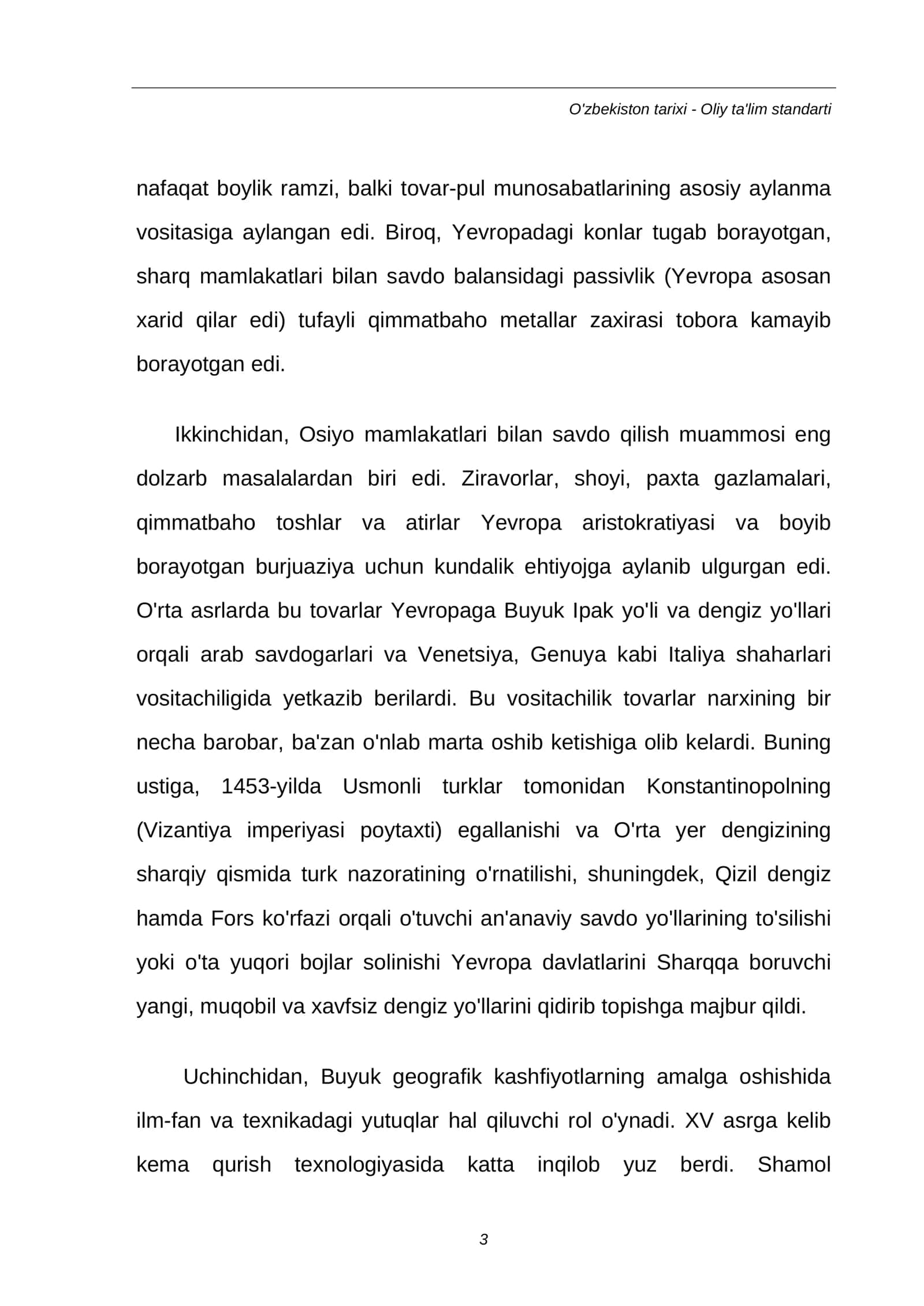 MUSTAQIL ISH: Buyuk geografik kashfiyotlar va ularning jahon iqtisodiyotiga ta'siri 3