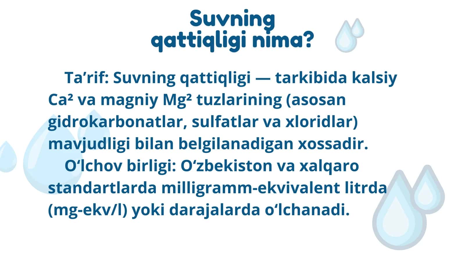 Suvning qattiqligiga va uni yumshatishning texnikadagi ahamiyati 3