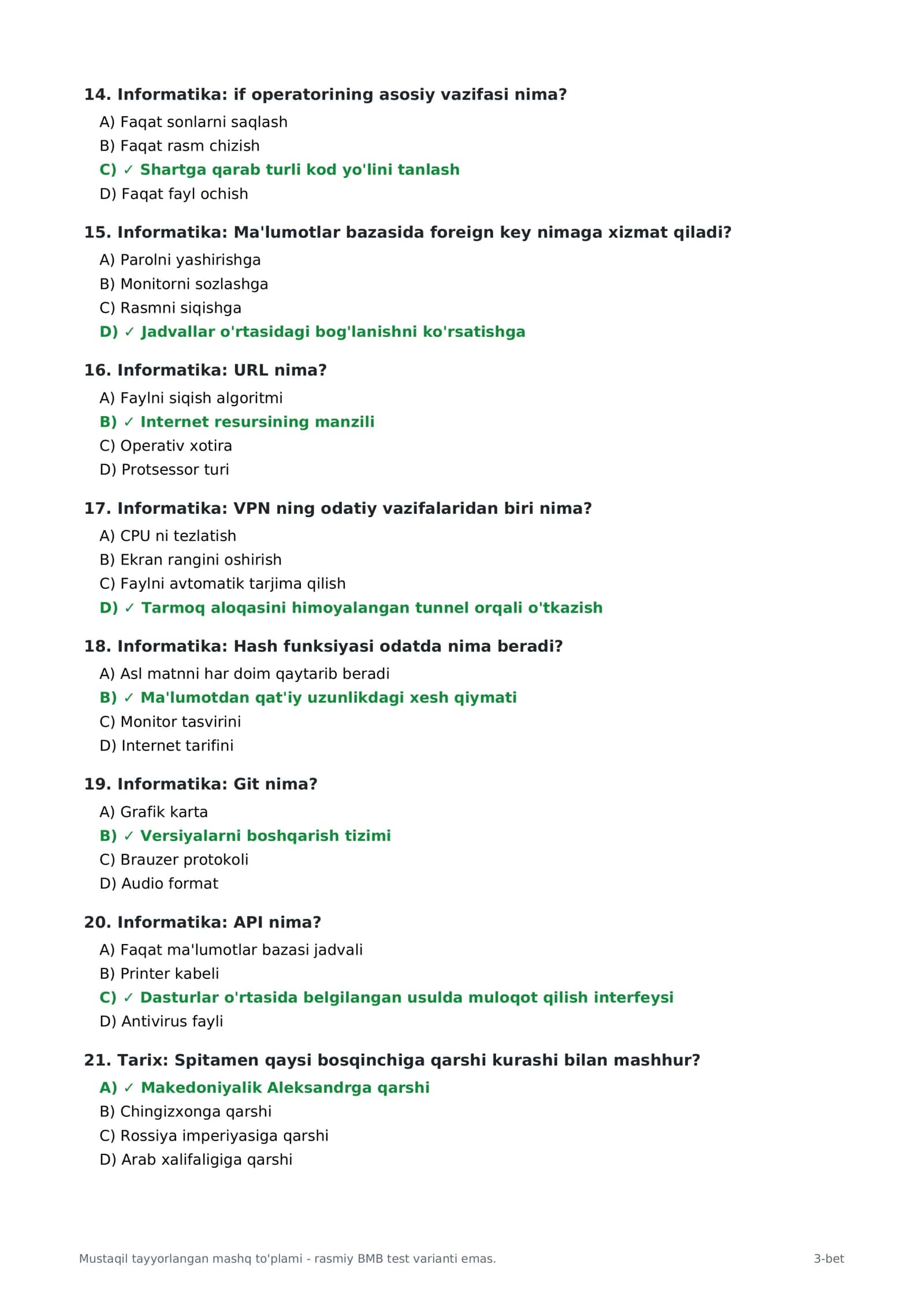 🔥 MILLIY SERTIFIKAT UCHUN ARALASH 60 TA TEST + TO‘G‘RI JAVOBLAR | 2026 🎯 3