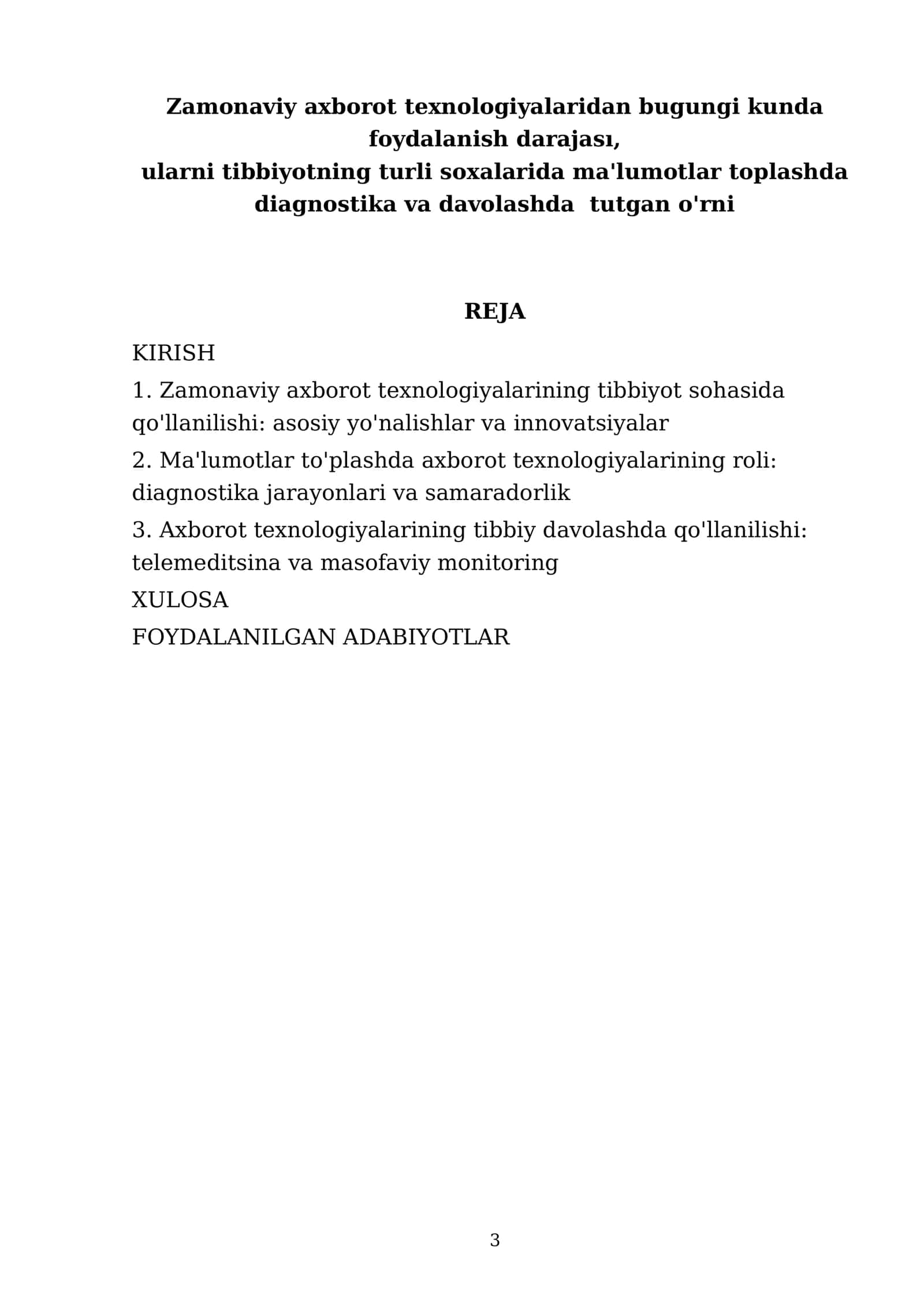 Zamonaviy axborot texnologiyalari tibbiyot sohasida 3