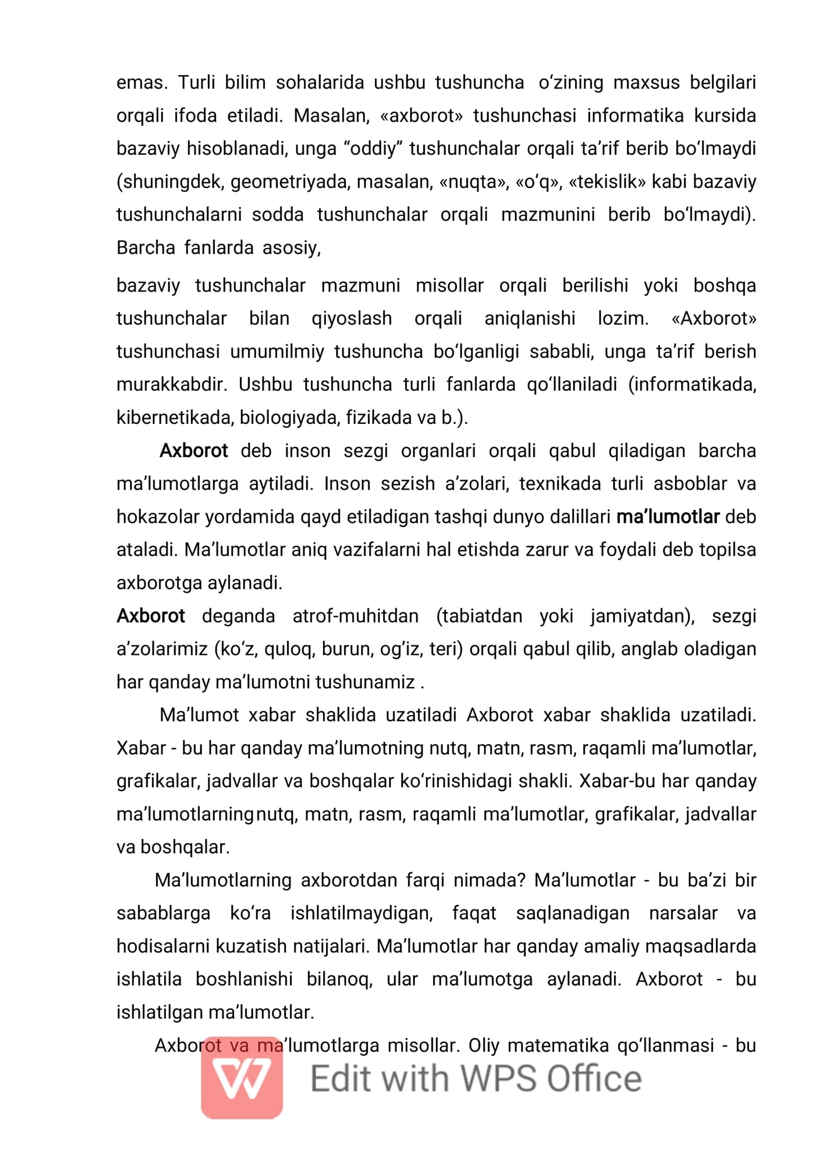 Akademik yozuv va axborot. Axborot turlari 3