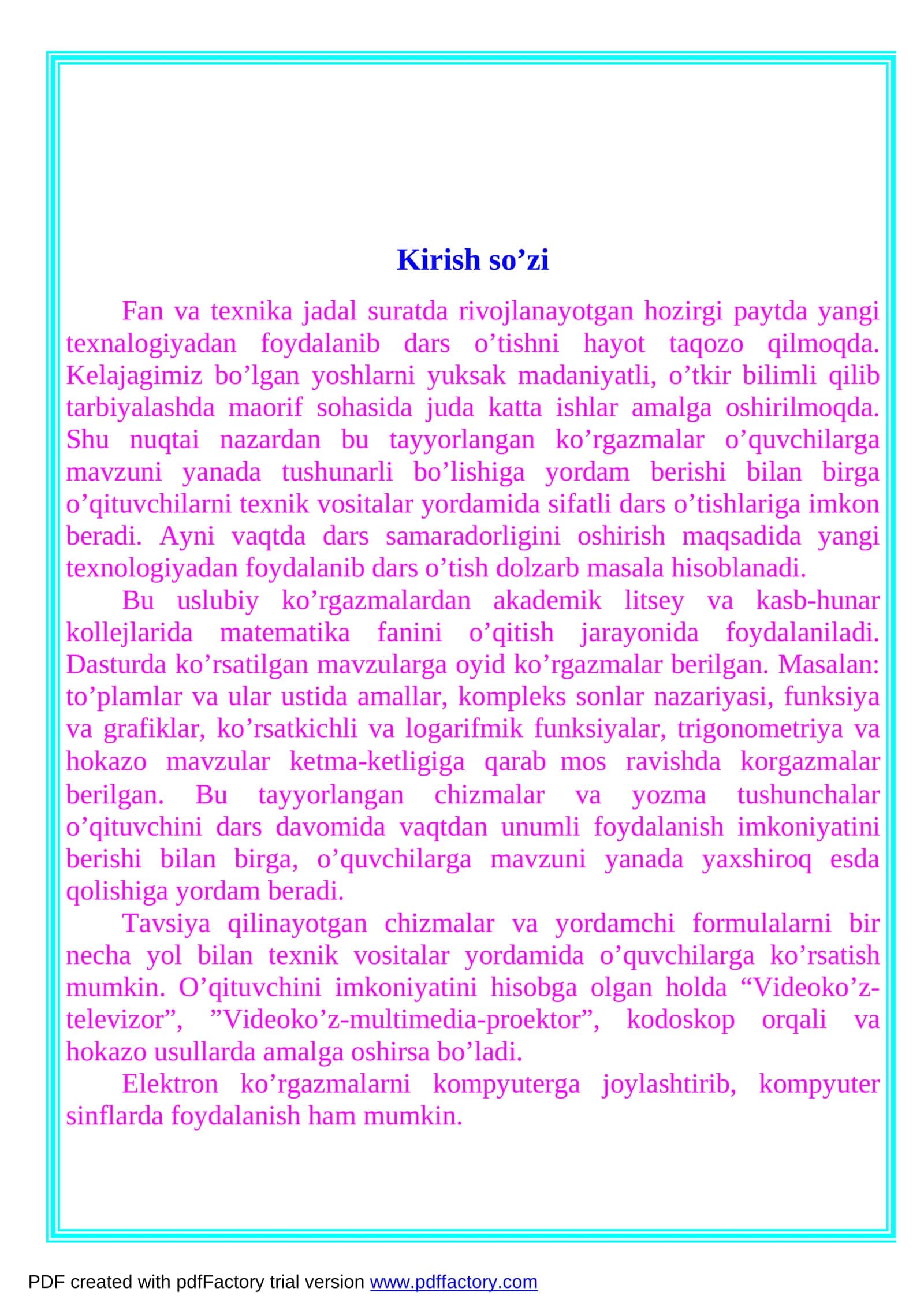 Matematikadan rangli o`quv – uslubiy ko`rgazmalar 3