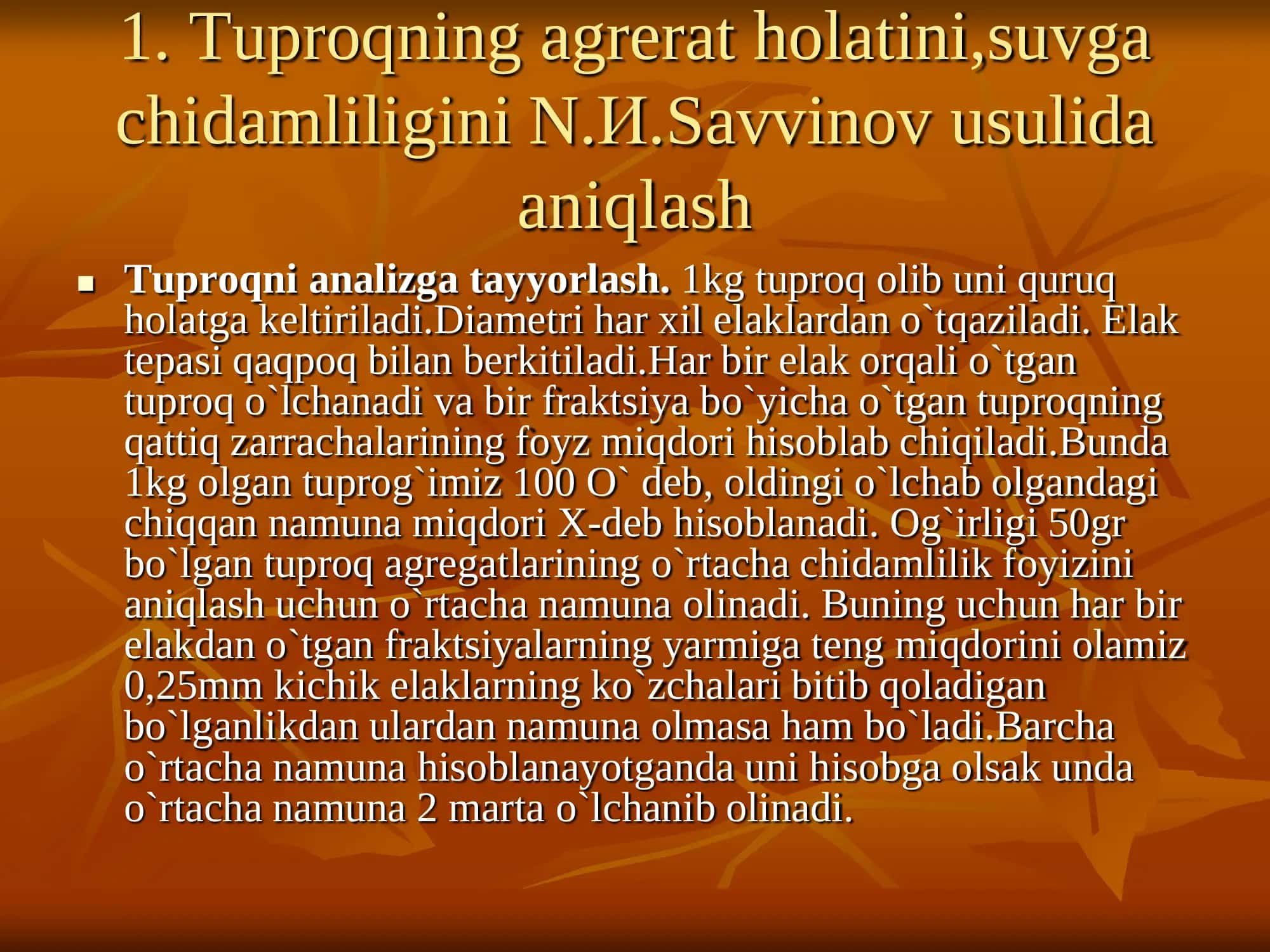 Dehqonchilik va ilimiy tadqiqot asoslari fanidan amaliy laboratoriya mashg`ulotlari Uslubiy qo`llanma Tuzuvchi: TashDAU NF dehqonchilik va melioratsiya asoslari kafedrasi assistenti A.Valieva 3