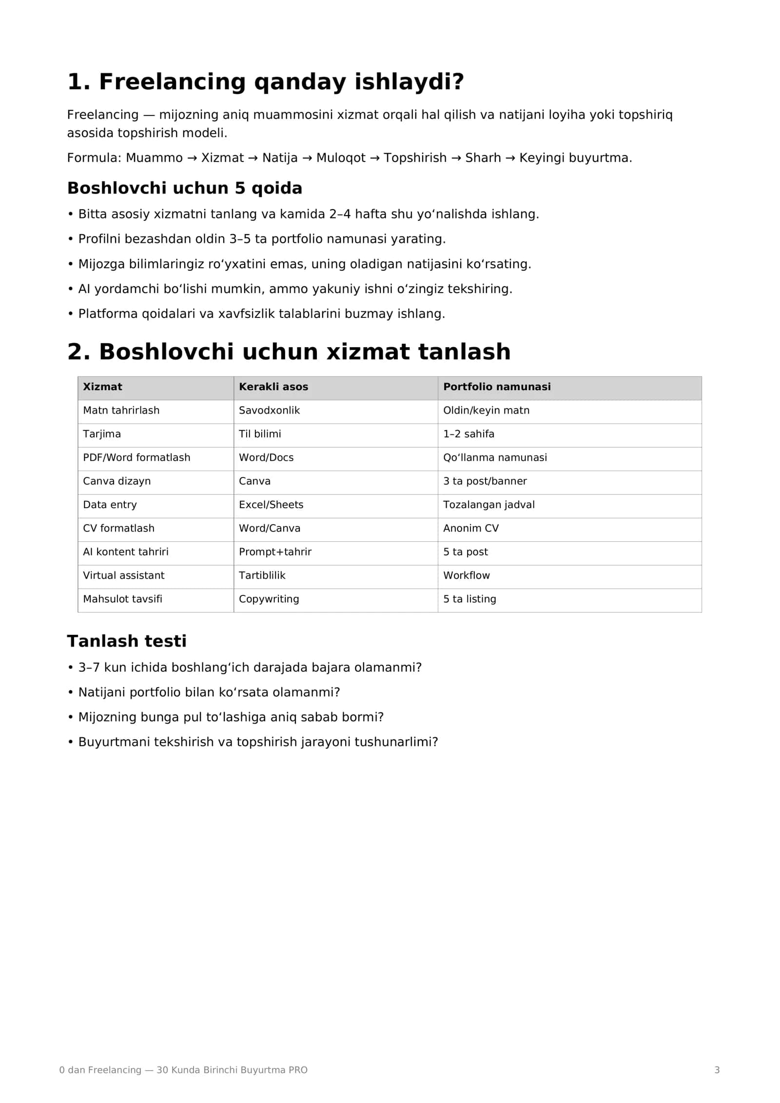 0 dan Freelancing — 30 Kunda Birinchi Buyurtma PRO 3