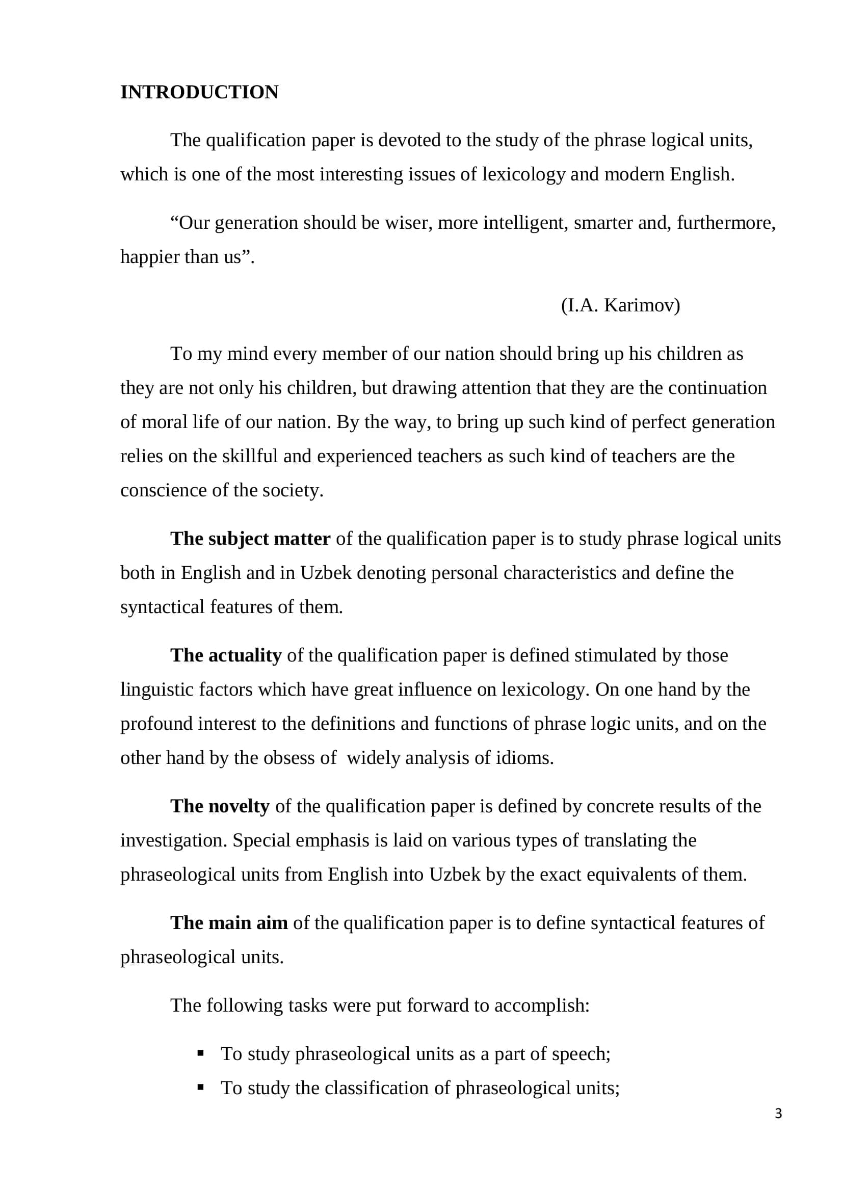 The main peculiarities of phraseological units denoting human beings’ character in English and Uzbek 3