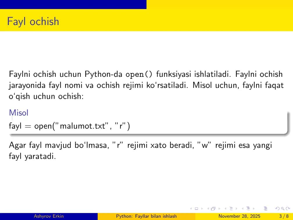 Python: Fayllar bilan ishlash 3