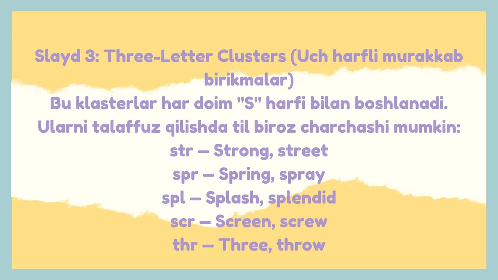 INITIAL CONSONANT CLUSTERS (SO‘Z BOSHIDAGI BIRIKMALAR) 3