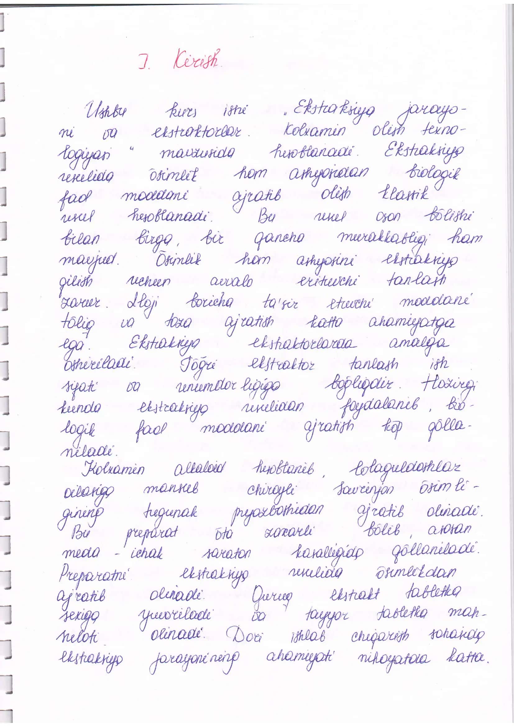 Ehstraksiya jarayoni vu ekstrahtorlan Kolxamin olish texnologiyasi 3