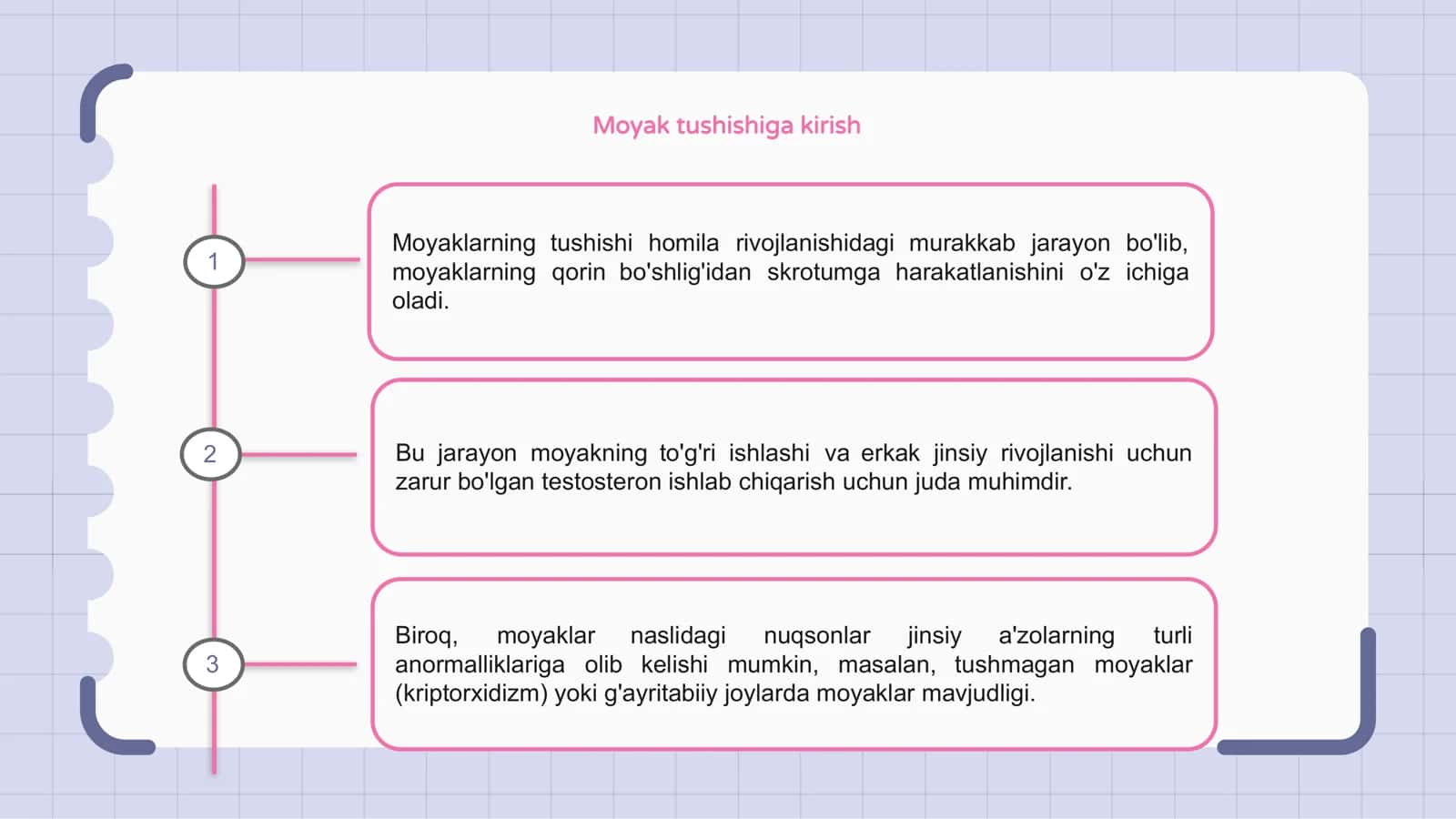 Moyakning yorg'oqqa tushish jarayoni va jinsiy a'zolarning rivojlanish nuqsonlari 3