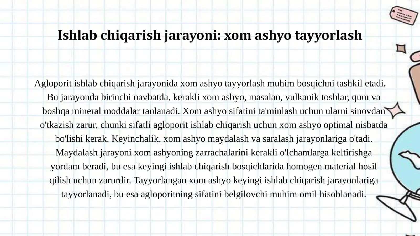 Agloporit ishlab chiqarish texnologiyasi. 3