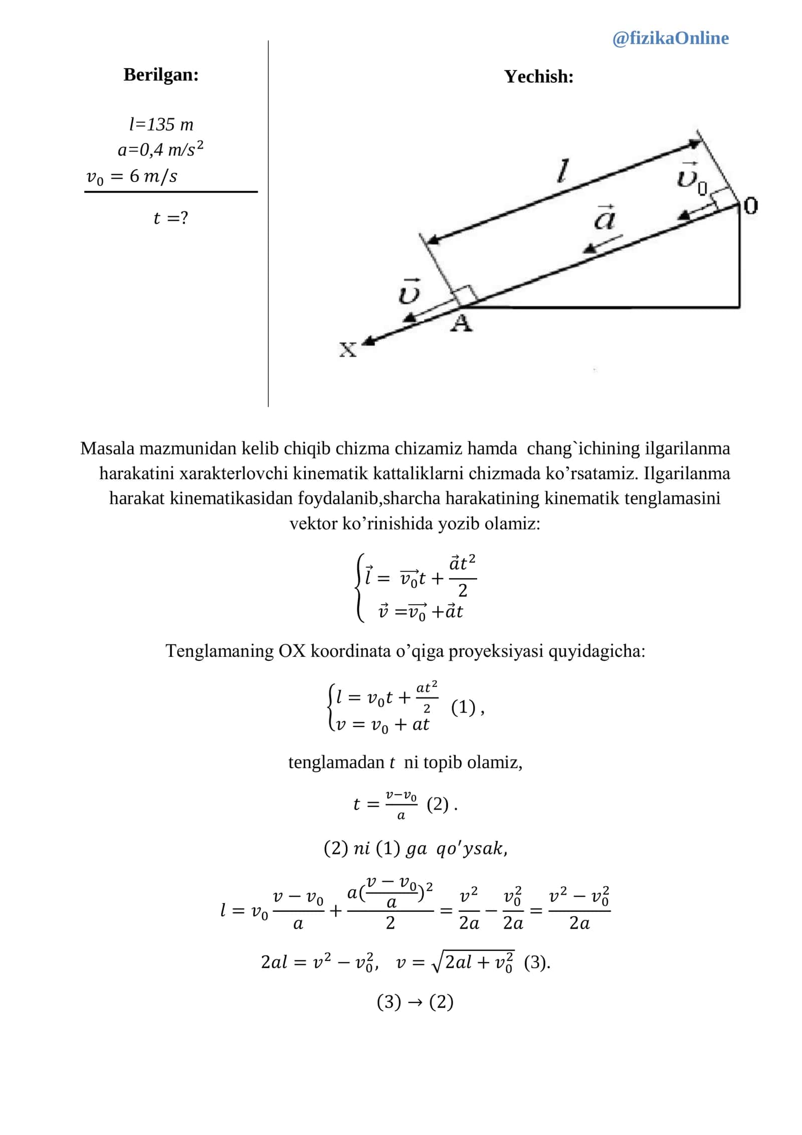 Kinematik tenglamalar 3