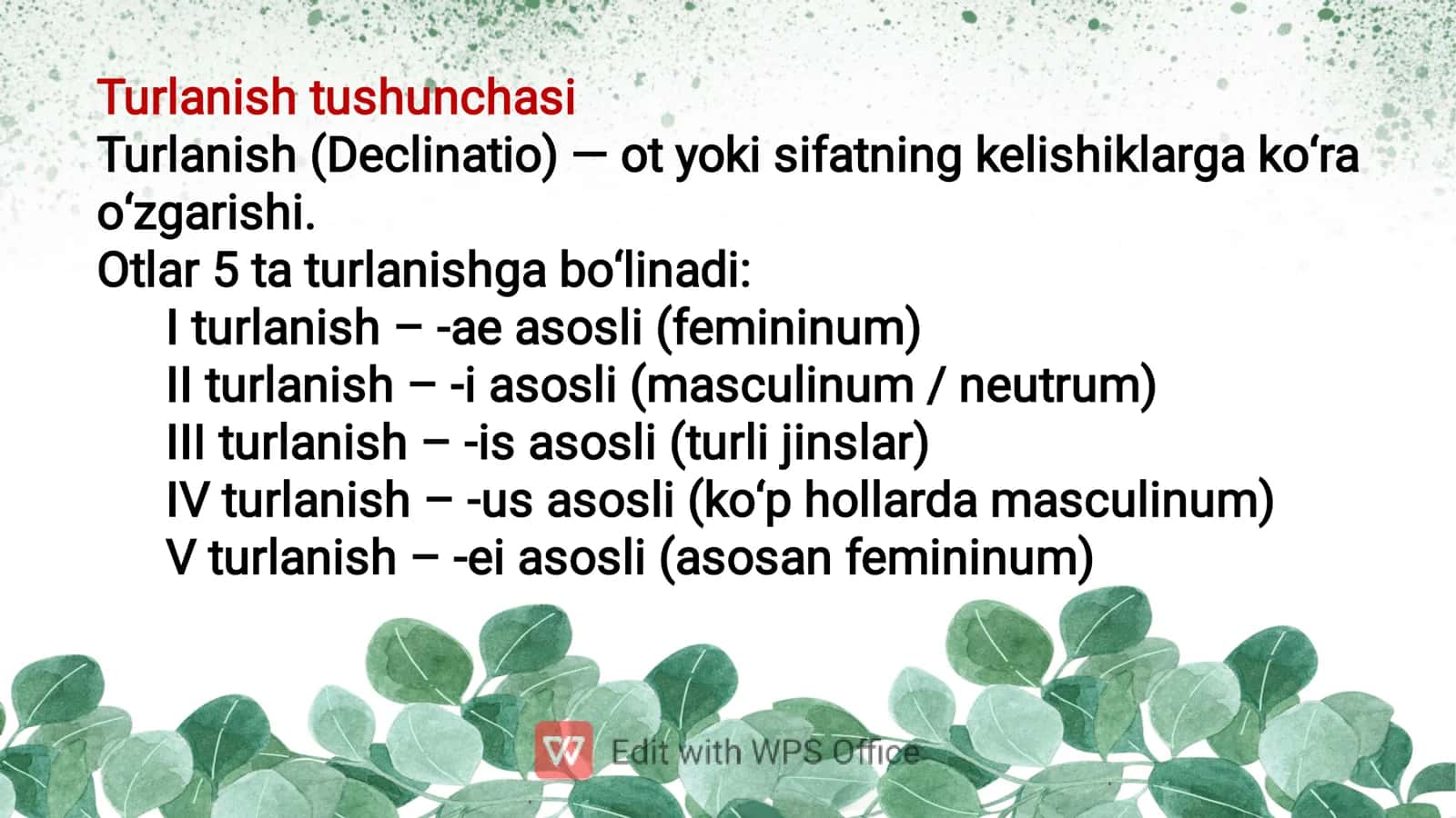 "I-V turlanishdagi otlar va I-II guruh sifatlarning bosh kelishik koʻplik shakllari" 3