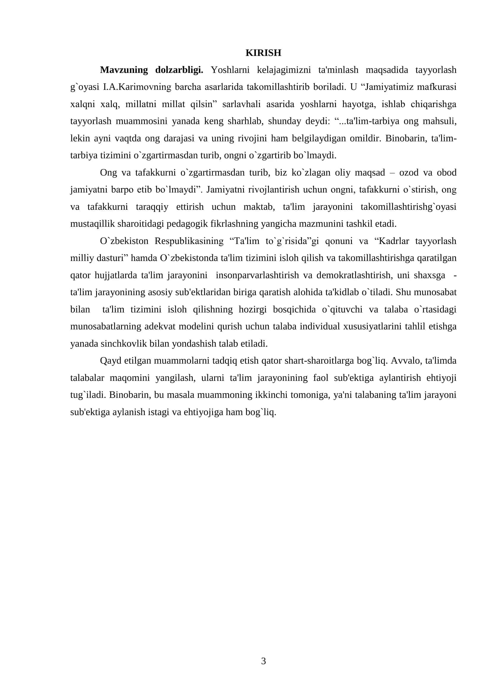 TA’LIMDA O`ZLASHTIRISHNI TEKSHIRISH VA BAHOLASH TEXNOLOGIYASI 3
