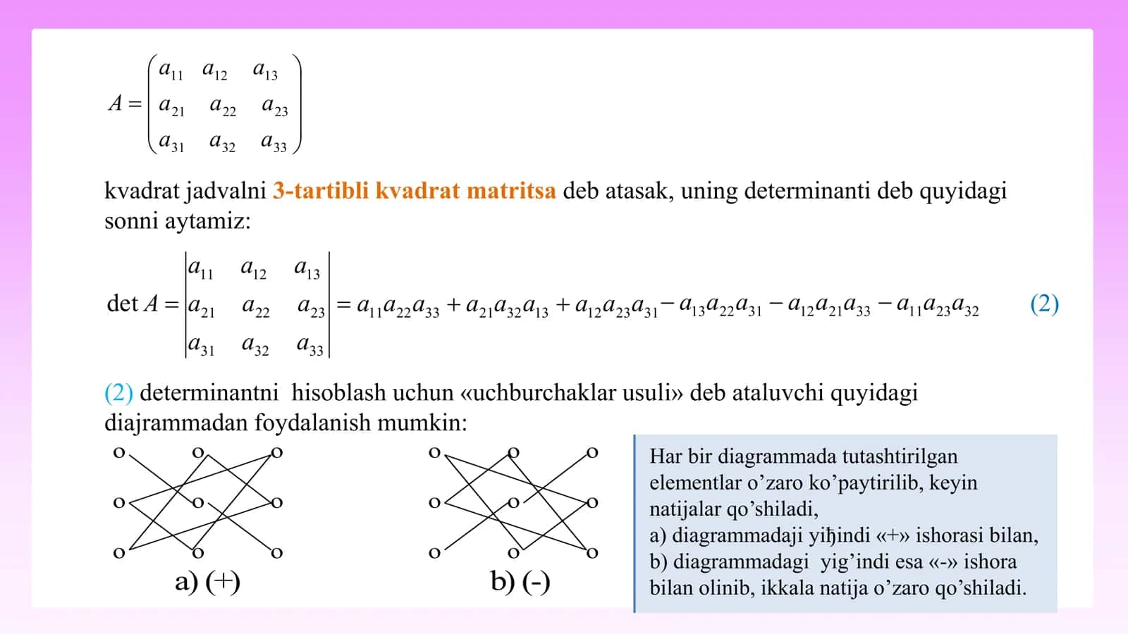 Kichik tartibli determinantlar 3