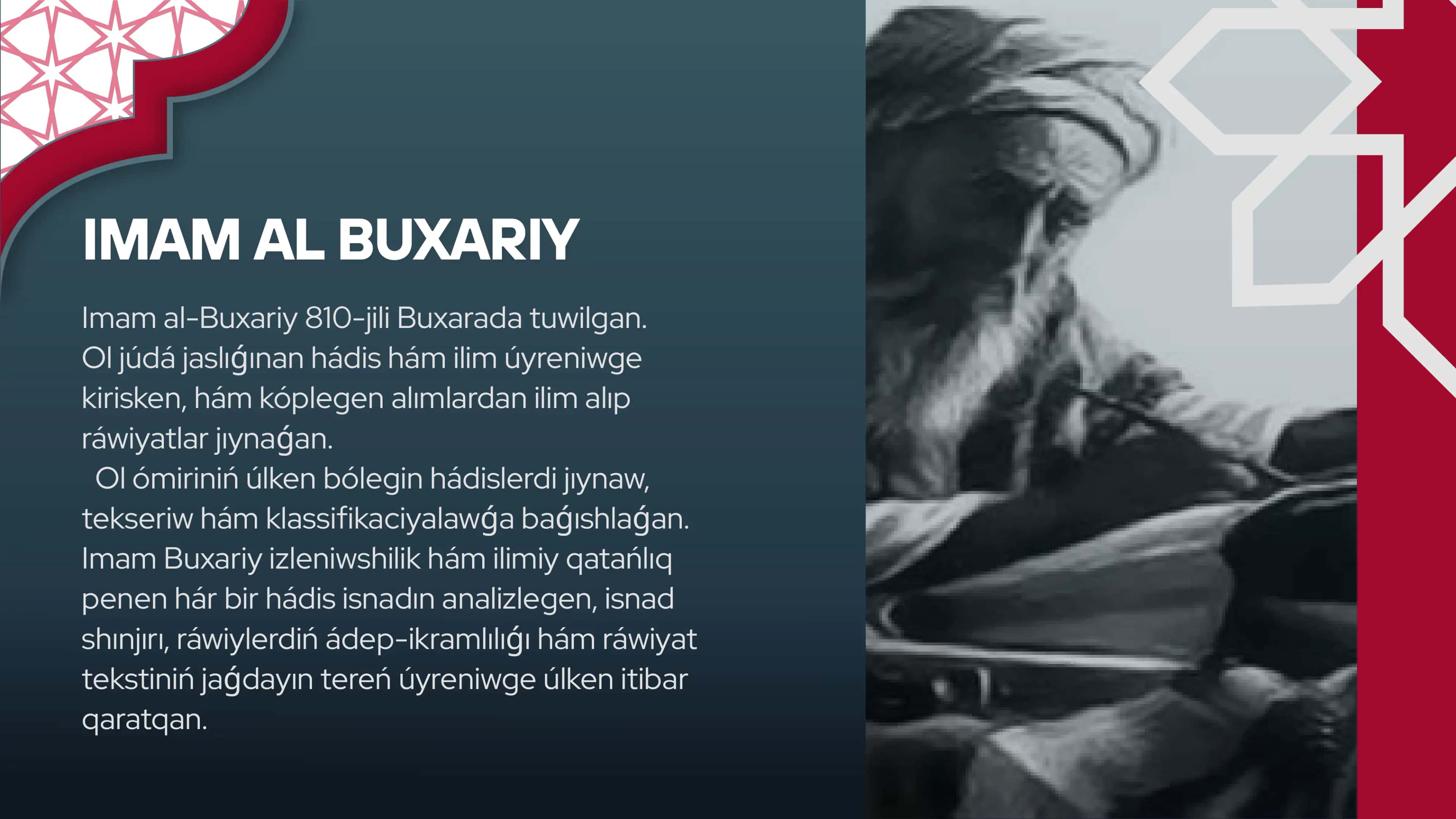 IMAM ÁL BUXARIY HÁM TERMIZIYDIŃ HÁDIS ILIMINE QOSQAN ÚLESLERIN SALISTIRMALI ANALIZI презентация 3