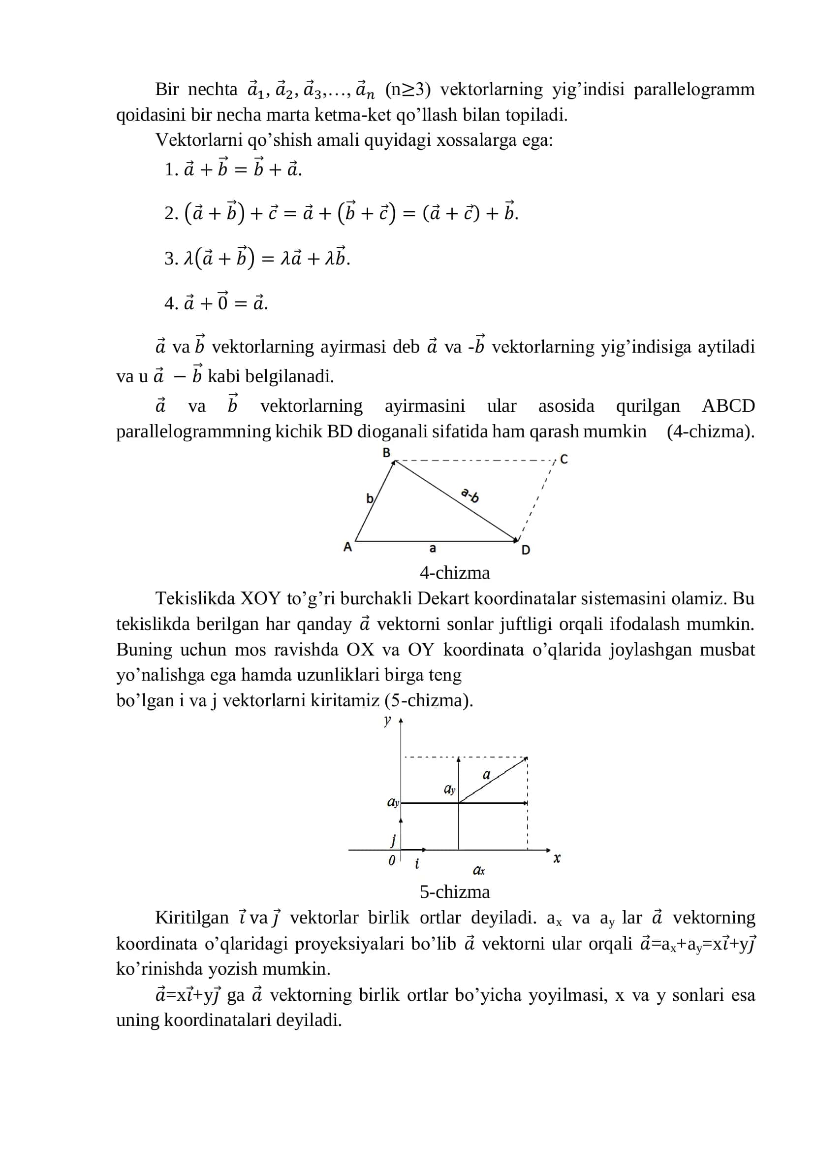 Vektorlar va ular ustida amallar 3