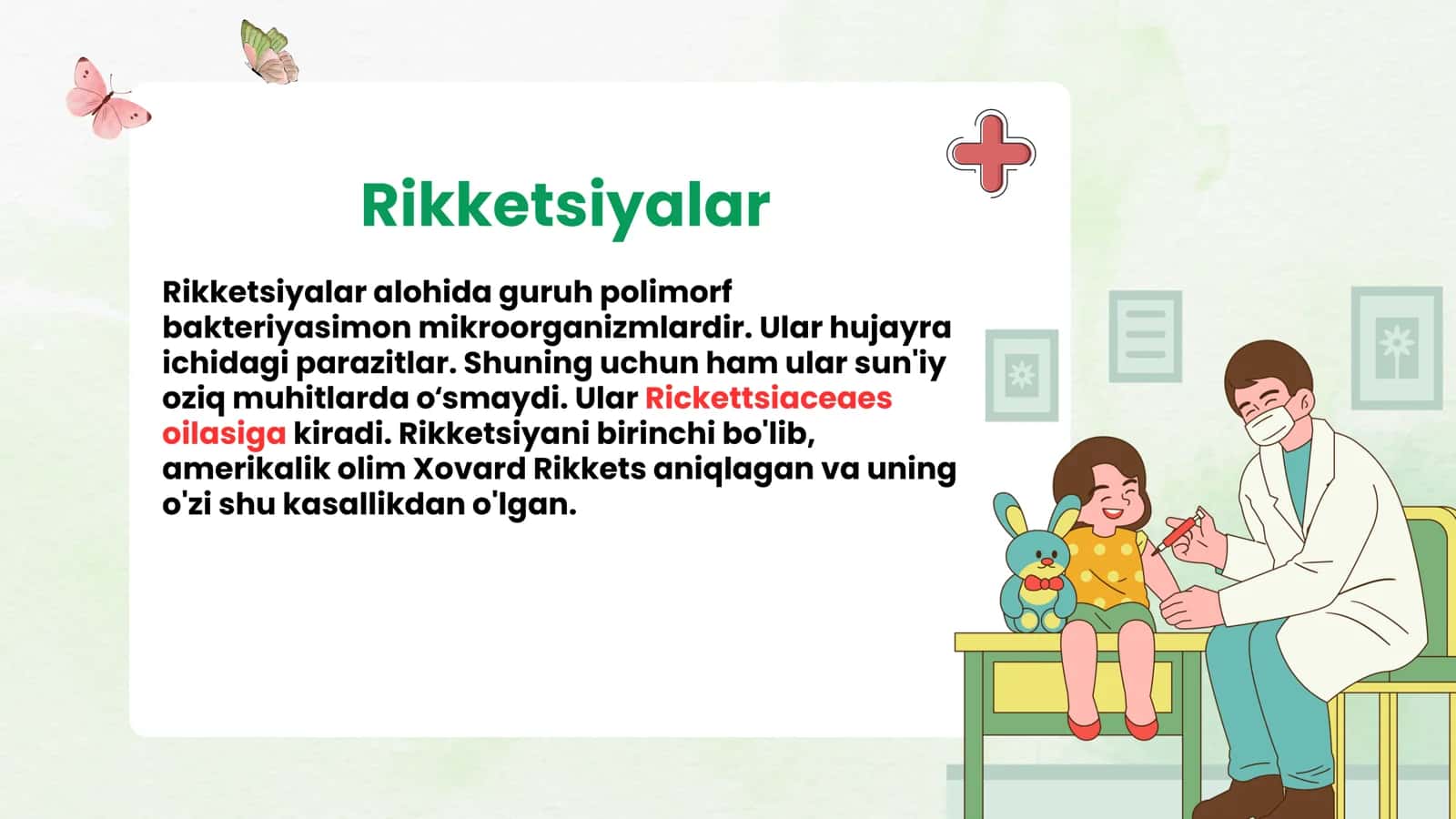 Transmissiv infeksiyalarning qoʻzğatuvchisi. Rikketsiyalar. Taksonomiyasi,odam va hayvonlar potologiyasidagi roli 3