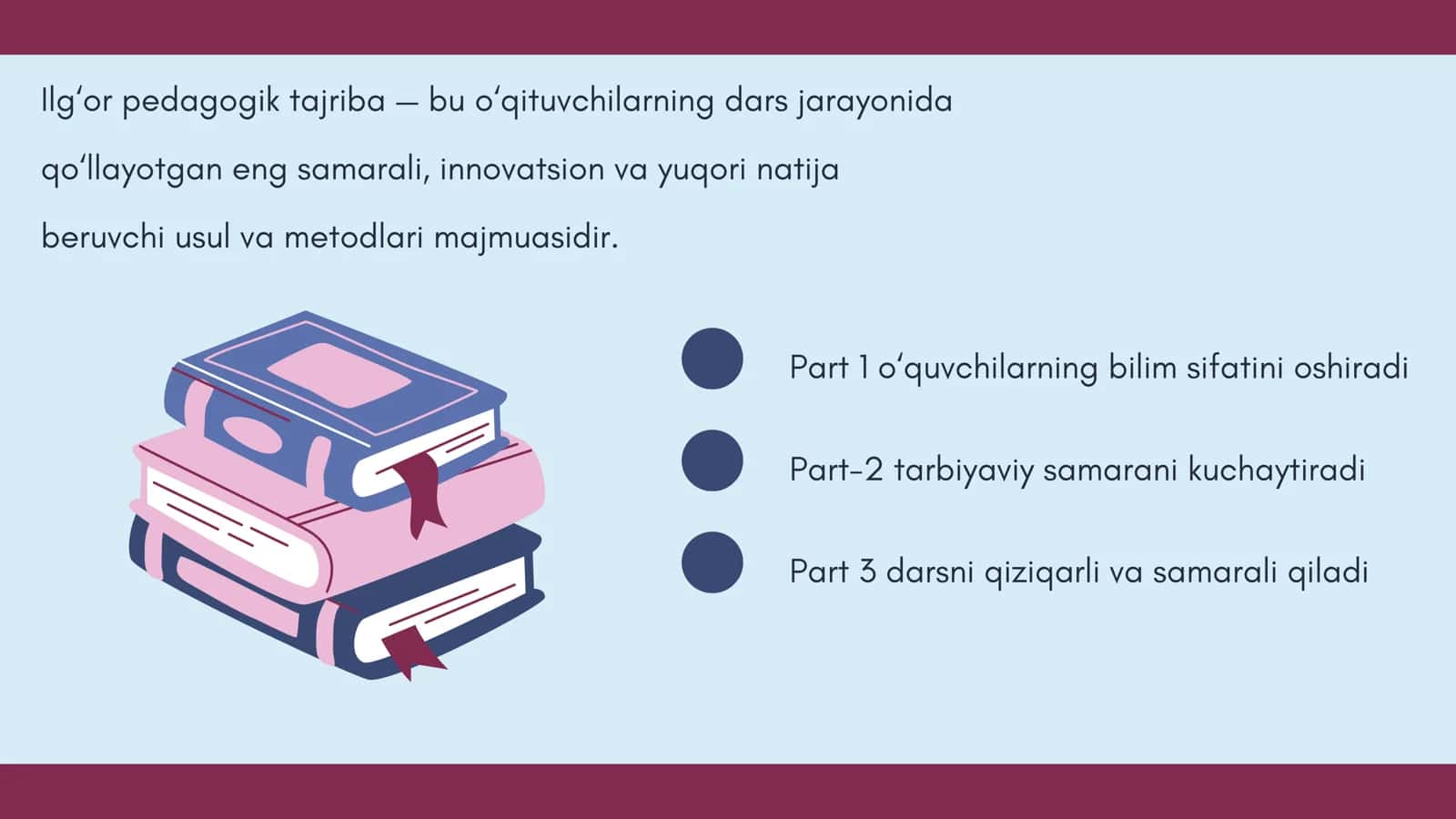 O'qituvchilarning ilg'or pedagogik tajribalarini toplash va  amaliyotda qollash 3