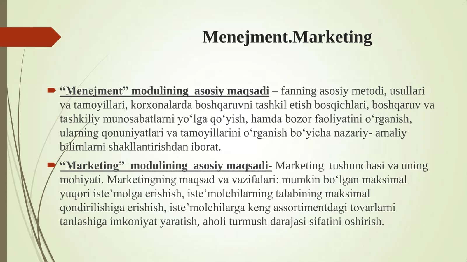 Mavzu №1. “Menejment” fanining predmeti, ob‟ekti va metodi” 3