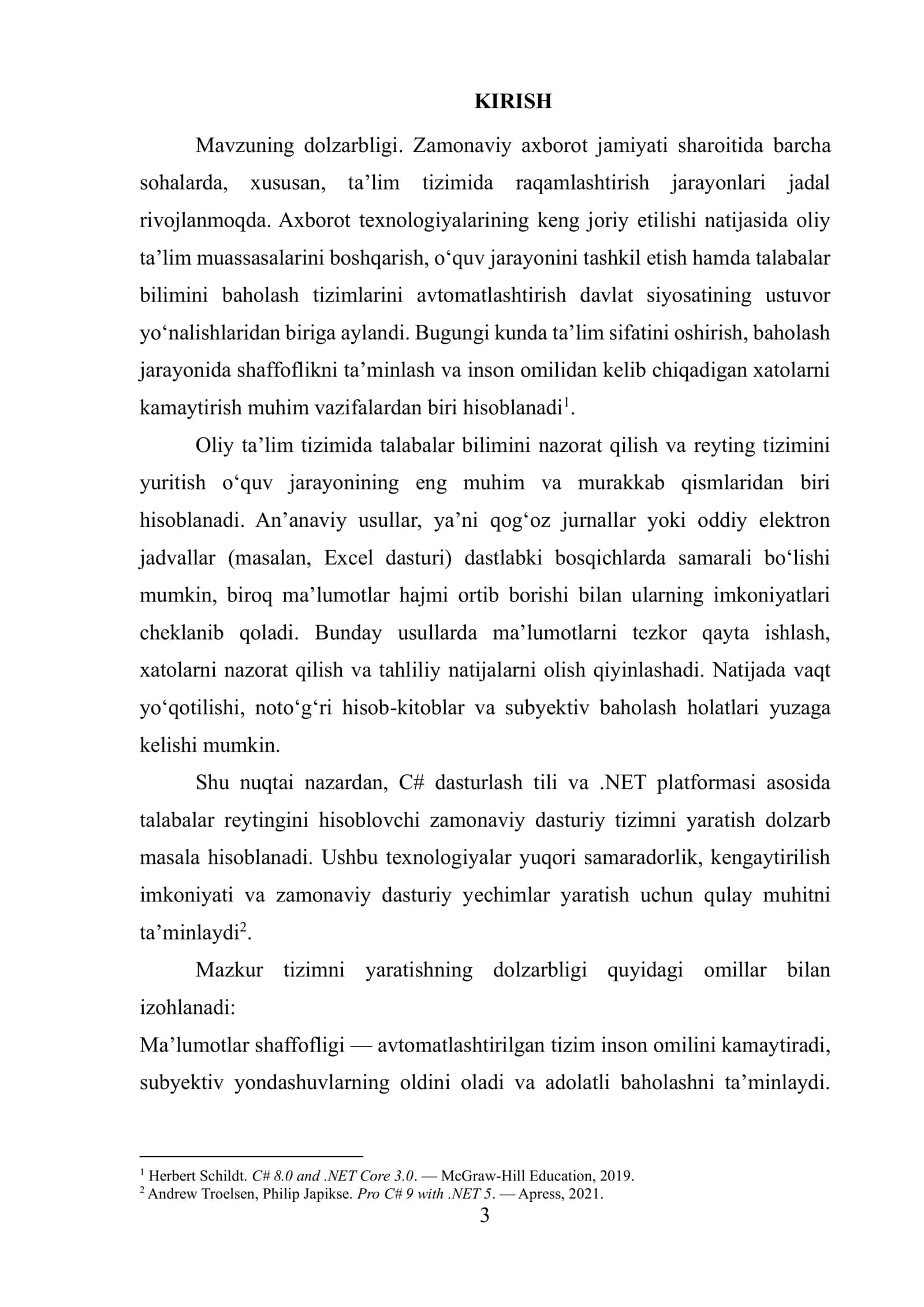 C# VA OBYEKTGA YO'NALTIRILGAN DASTURLASH 3