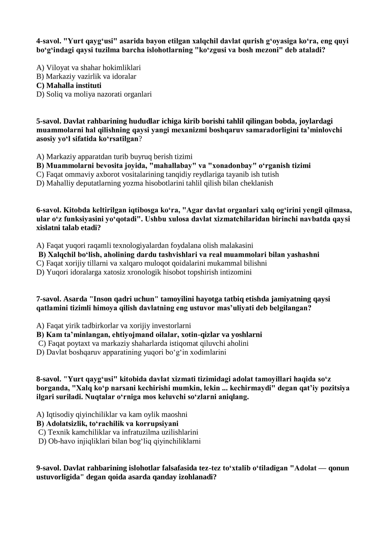 YURT QAYG'USIDA 365 KUN ASARI ASOSIDA 400+ TESTLAR BAZASI 3