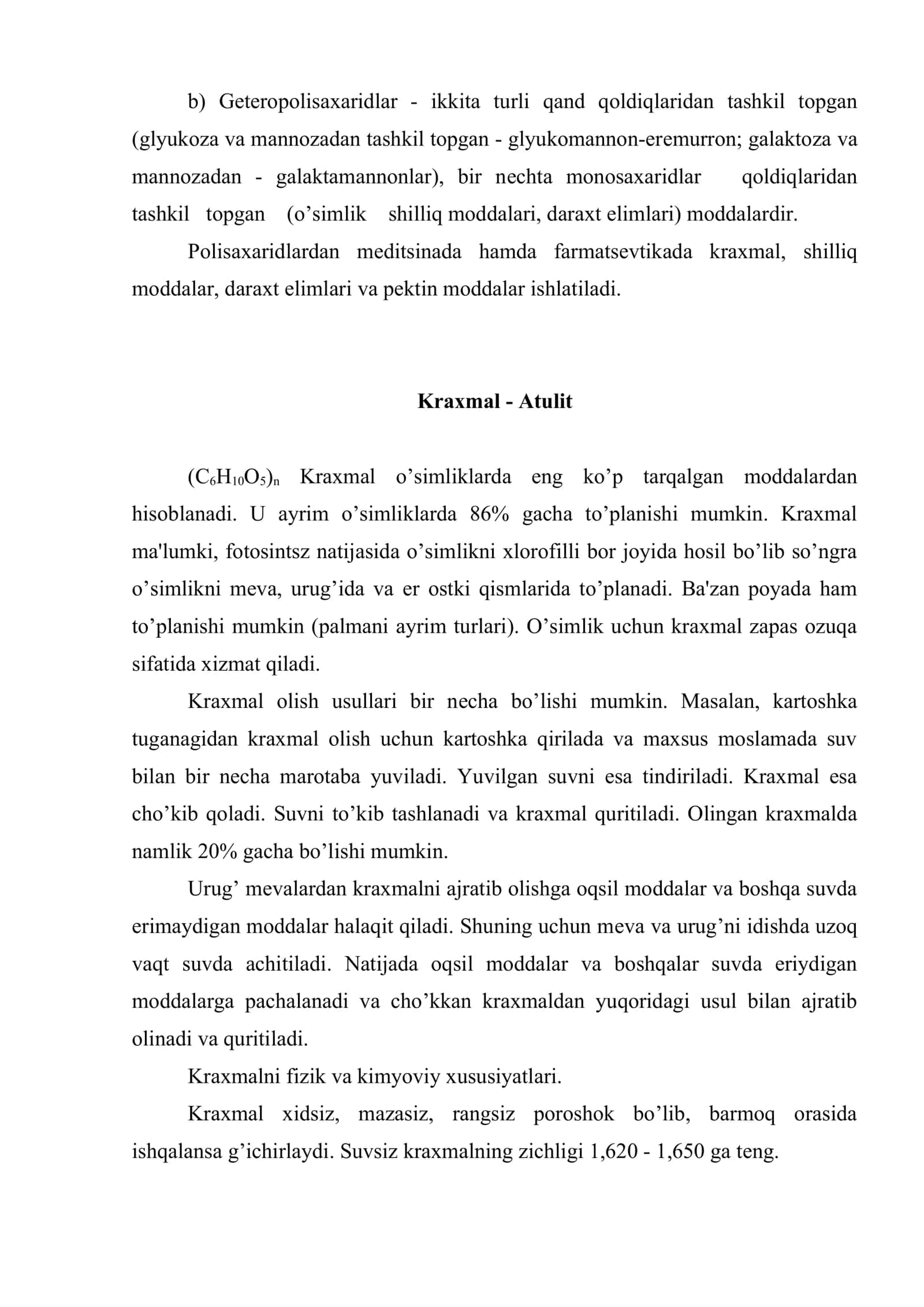Tarkibida polisaxaridlar bo’lgan dorivor o’simliklar va mahsulotlar mavzusidagi ma'ruza uchun uslubiy qo’llanma 3
