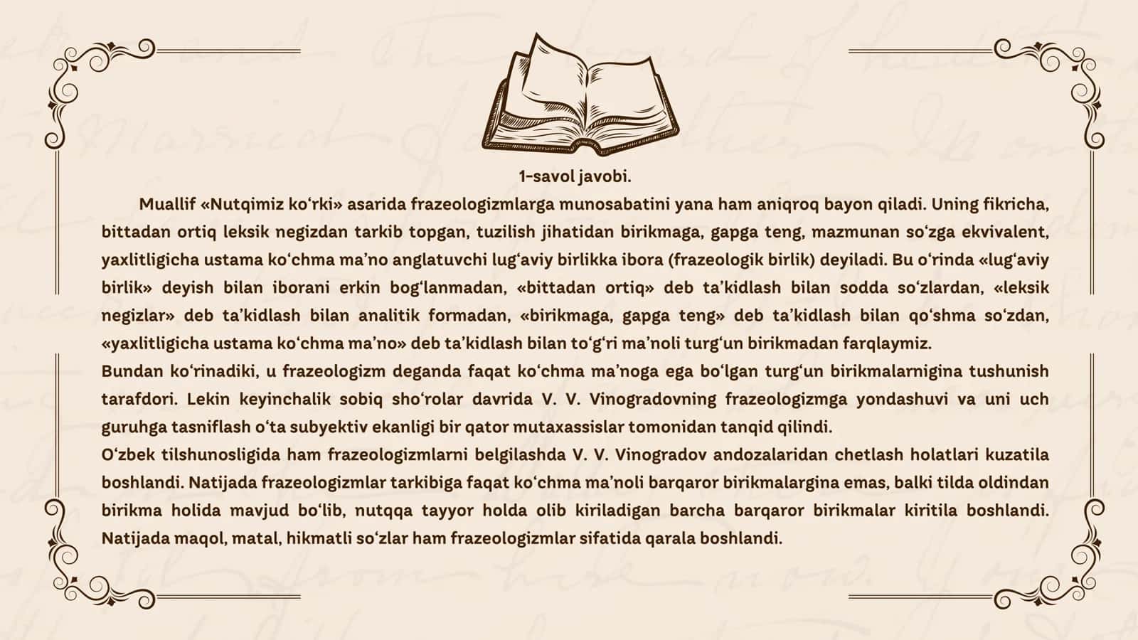 O'zbek frazeologiyasini Shakllanishi va rivojlanishi 3