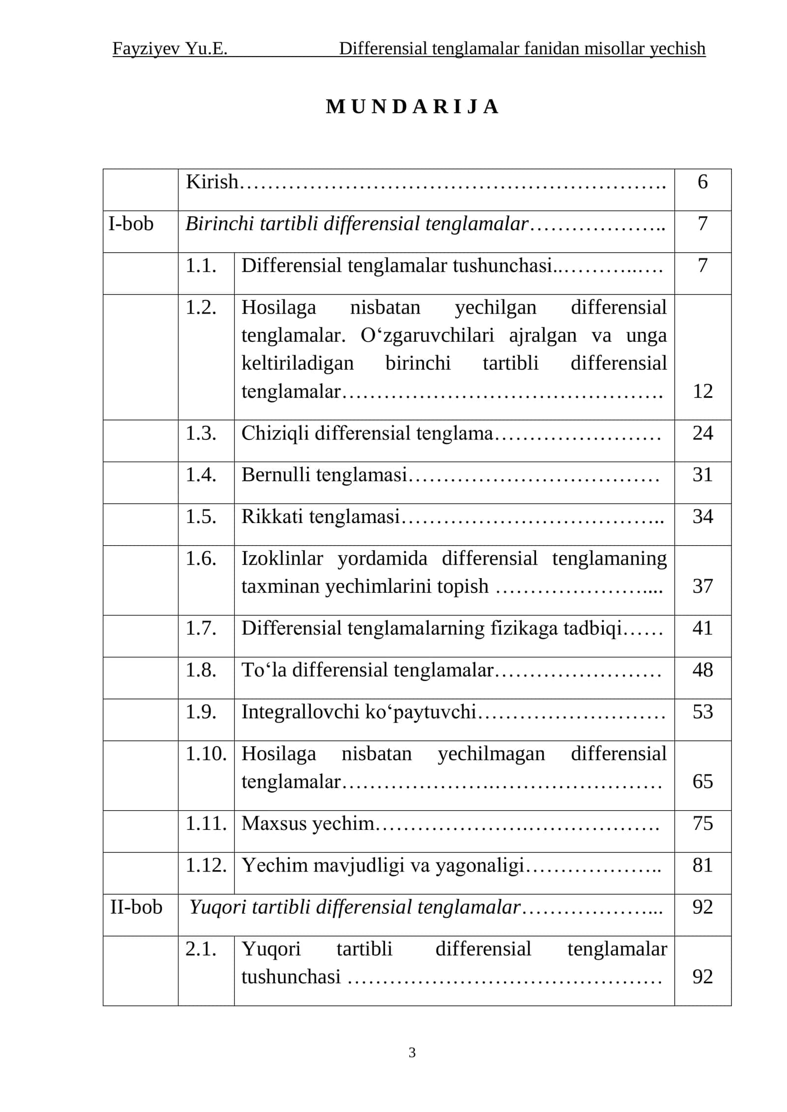 Differensial tenglamalar fanidan misollar yechish 3