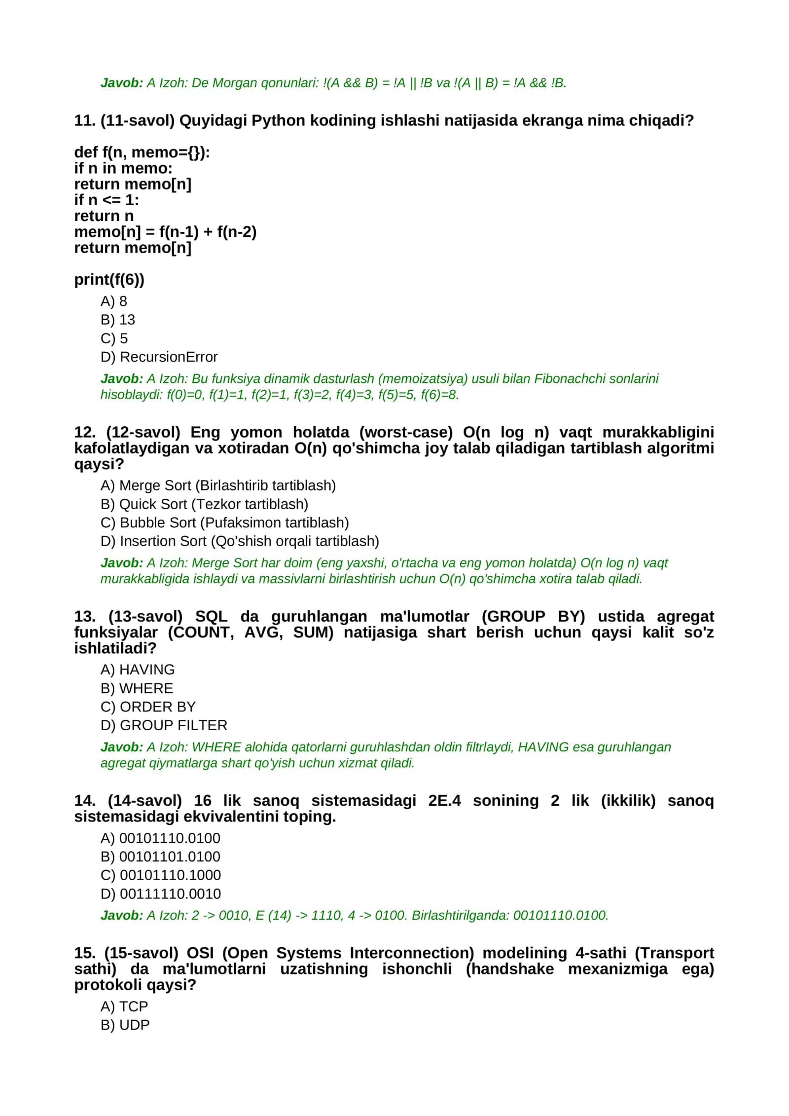 INFORMATIKA VA AXBOROT TEXNOLOGIYALARI EXPERT / MILLIY SERTIFIKAT VA INFORMATIKA OLIMPIADASI DARAJASI 3