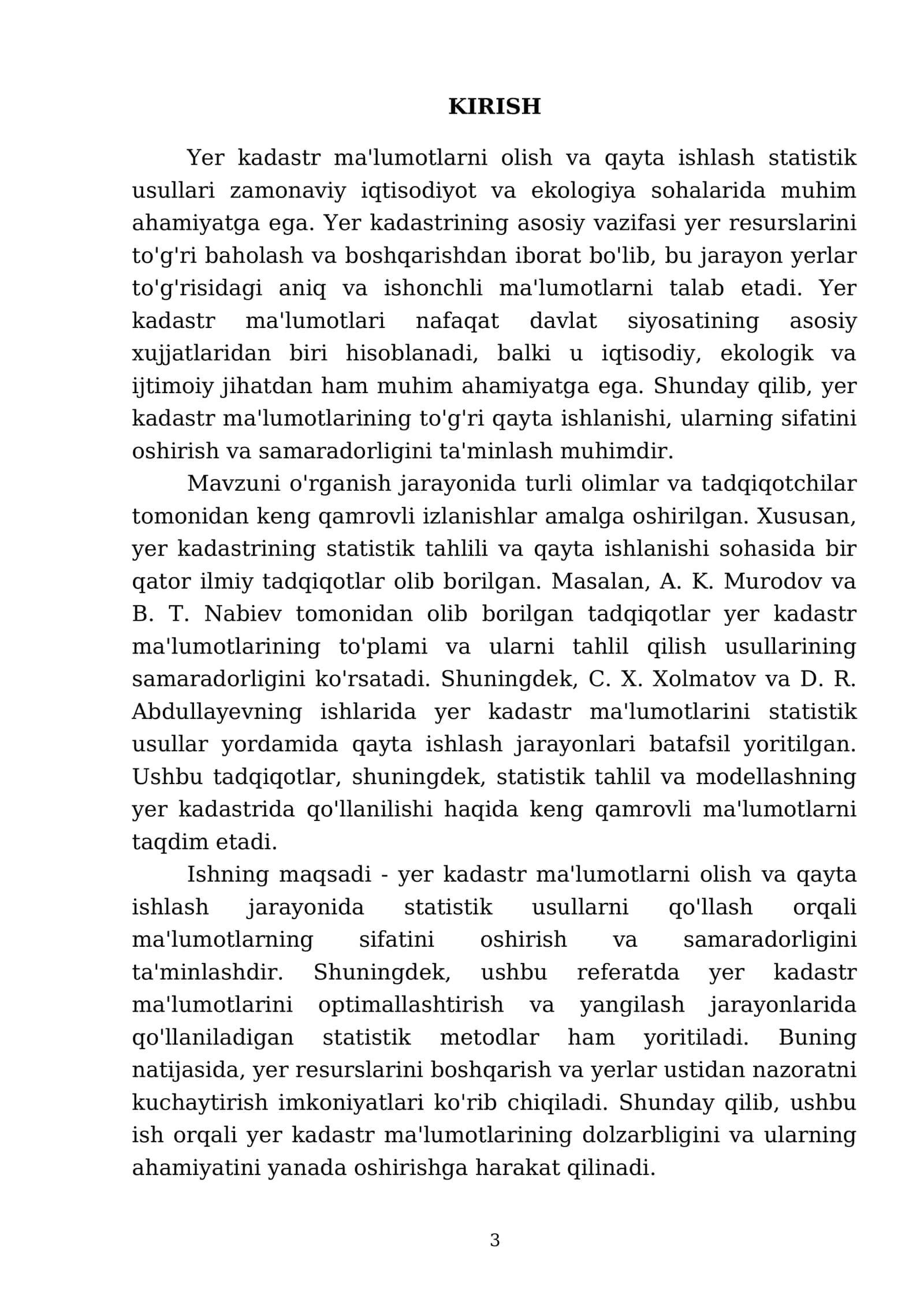 Yer kadastr malumotlarni olish va qayta ishlashning statistik usullari 3