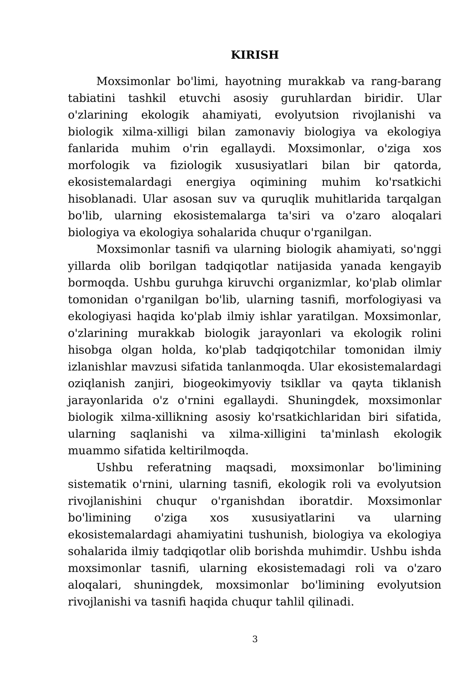Moxsimonlar bo'limining sistematik o'rni 3