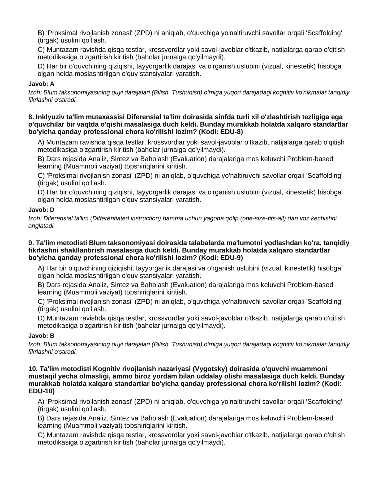 06 TALIM PEDAGOGIKA - 200 TA QIYIN TESTLAR 3