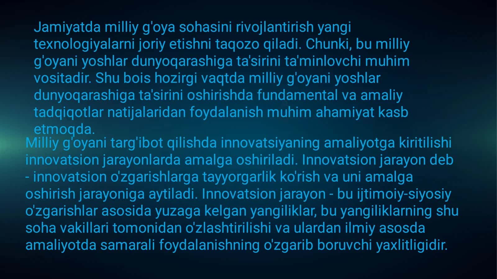 MILLIY GʻOYANING ASOSIY TASHUVCHISI-YOSHLAR EKANLIGI 3