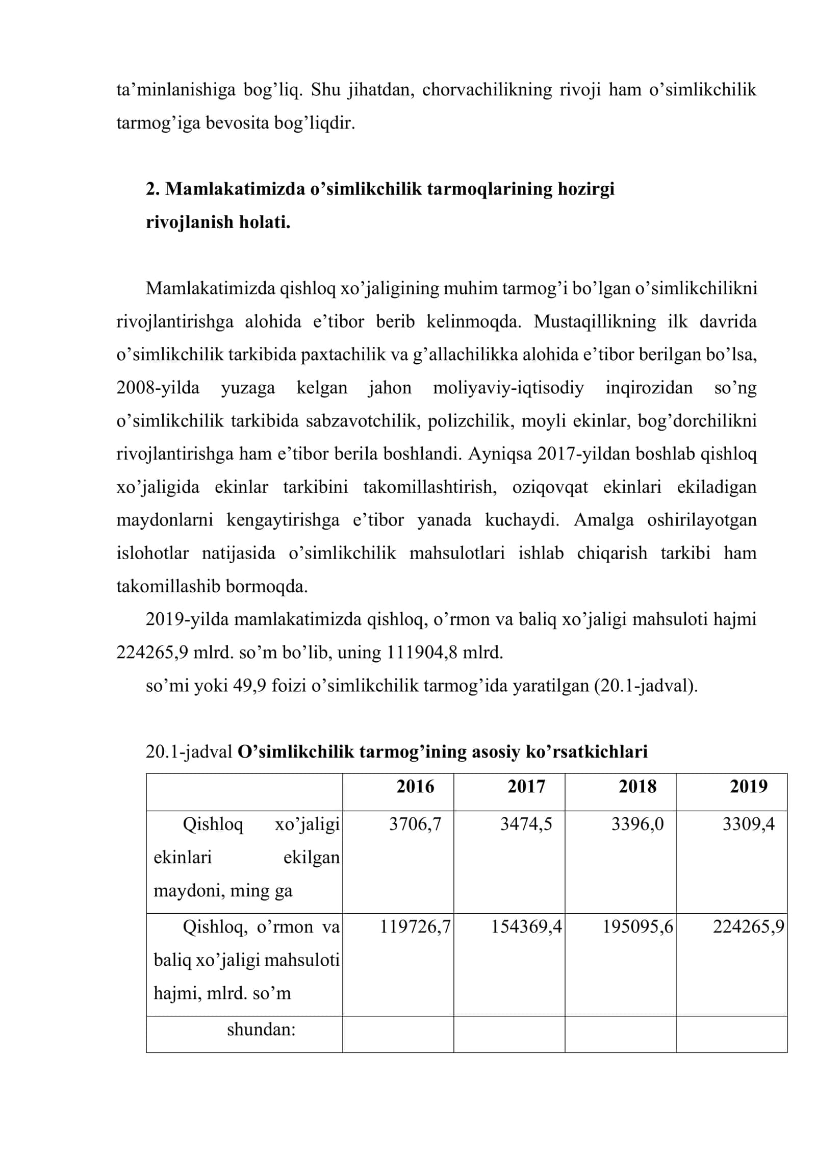 O’simlikchilik tarmoqlari iqtisodiyoti 3