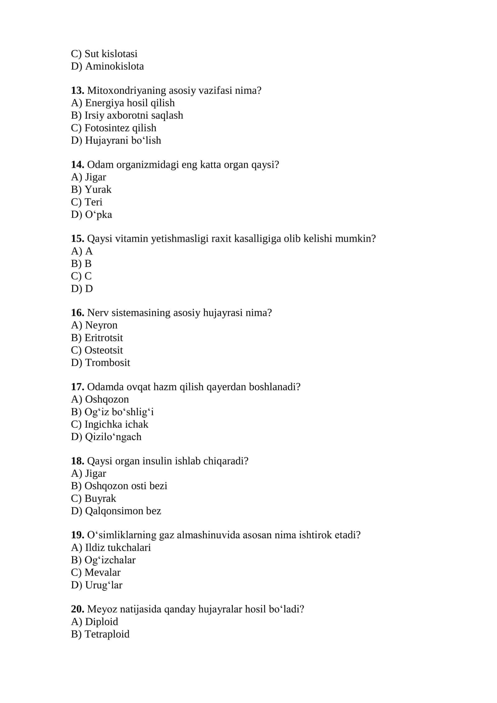 9-sinf Biologiya testi 3