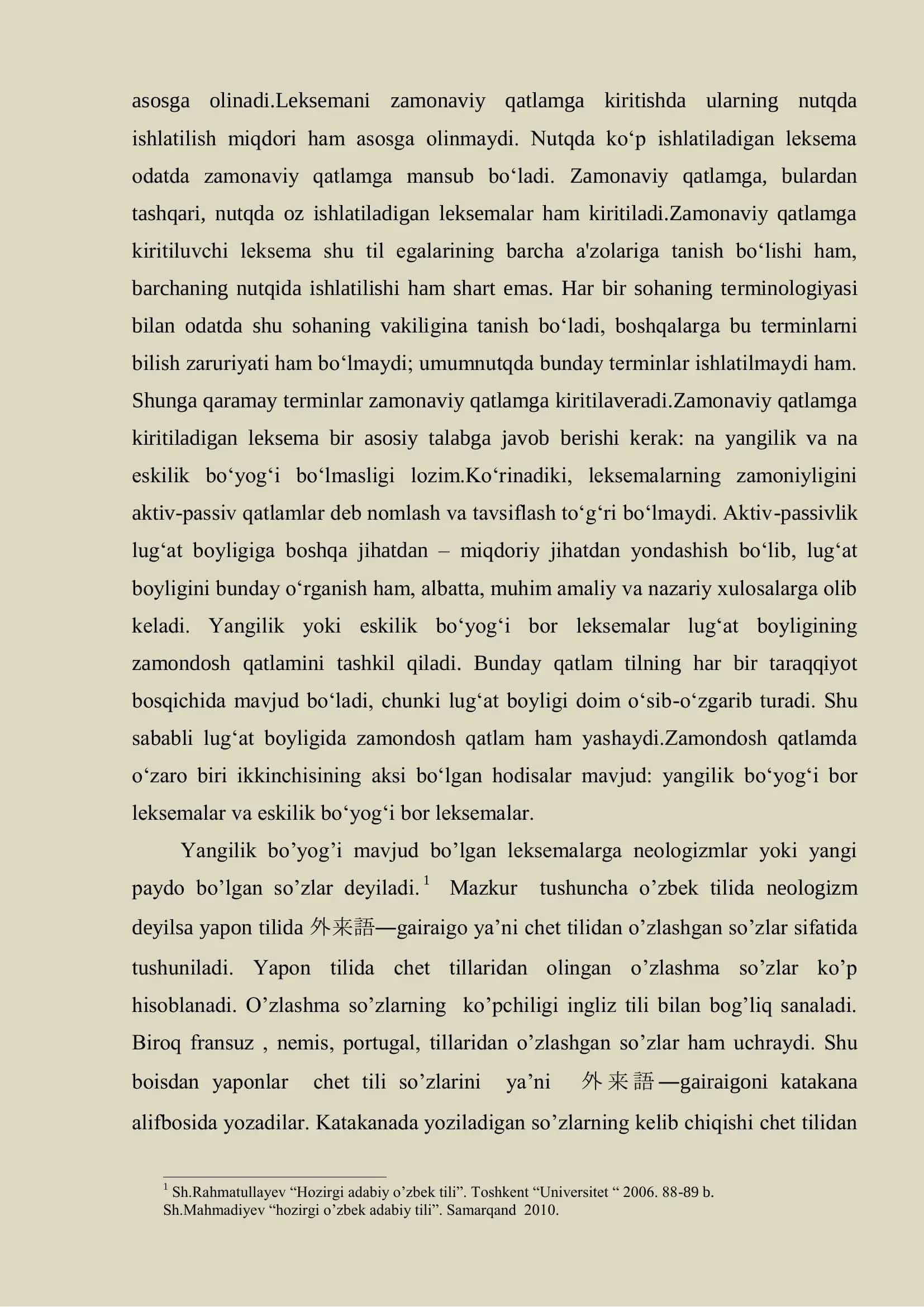 Yapon tilida chet tilidan kirib kelgan so’zlarning semantik ma’nolari 3