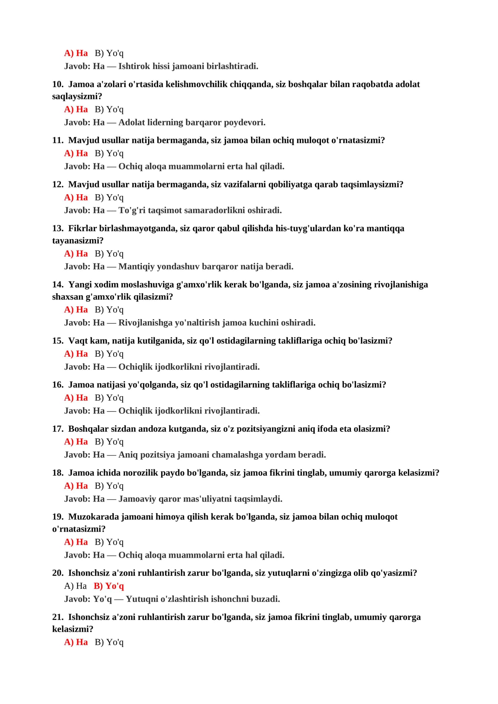 Shaxsiy mas'uliyatni his qilish darajasi testi 3
