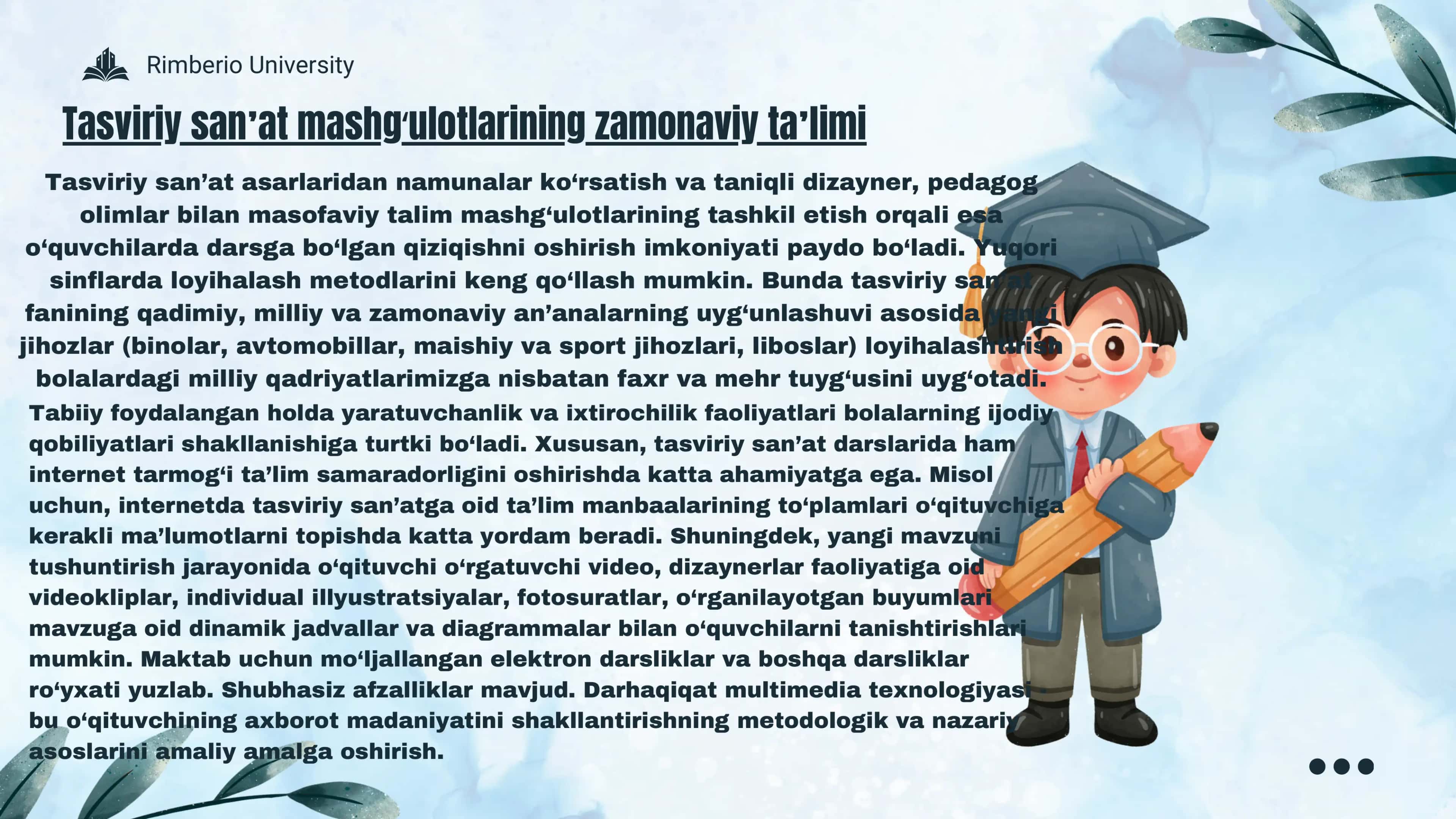 Tasviriy sanʼat fani mashgʻulotlarini tashkil etish 3