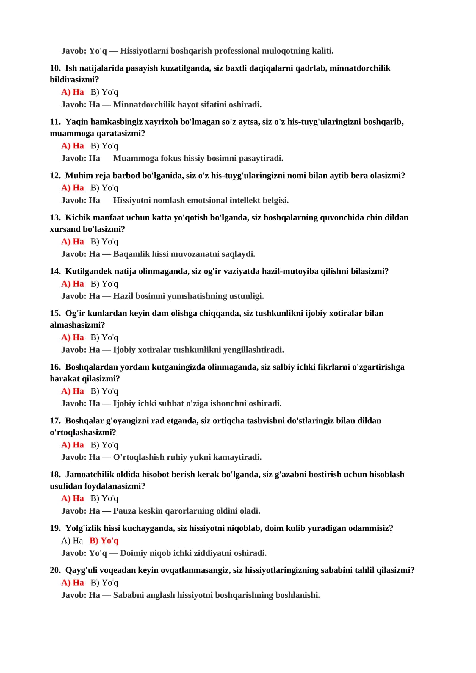 Tibbiy Psixologiya Fanidan Testlar 3