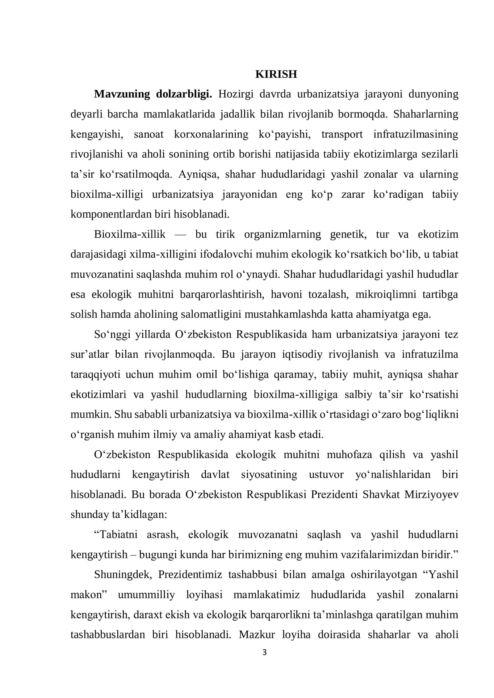 URBANIZATSIYA JARAYONINING NAVOIY SHAHAR YASHIL HUDUDLARI BIOXILMA- XILLIGIGA TA'SIRI 3