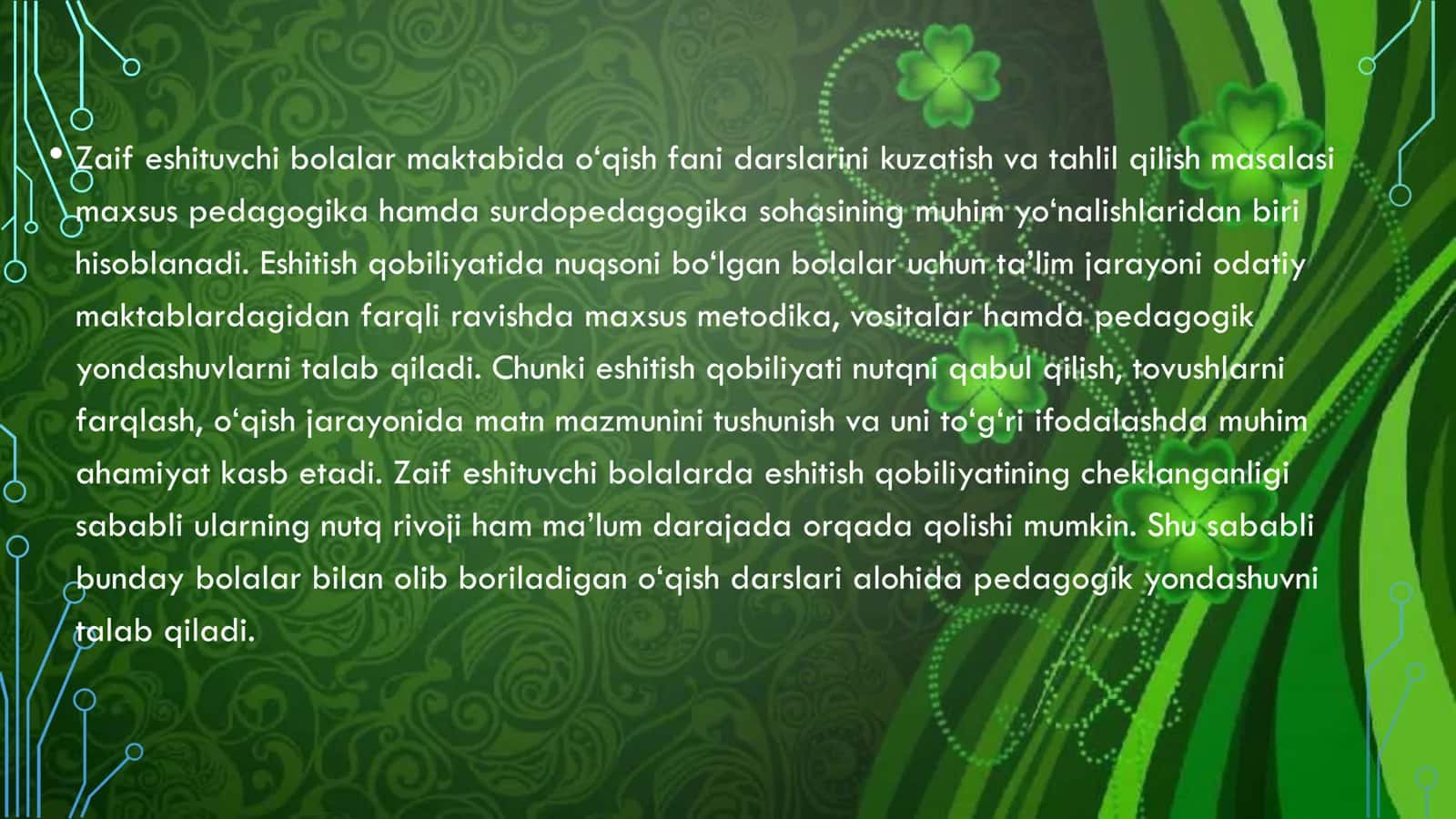 Zaif Eshituvchi Bolalar Maktabida O'qish Fani Darslarini Kuzatish va Tahlil Qilish 3