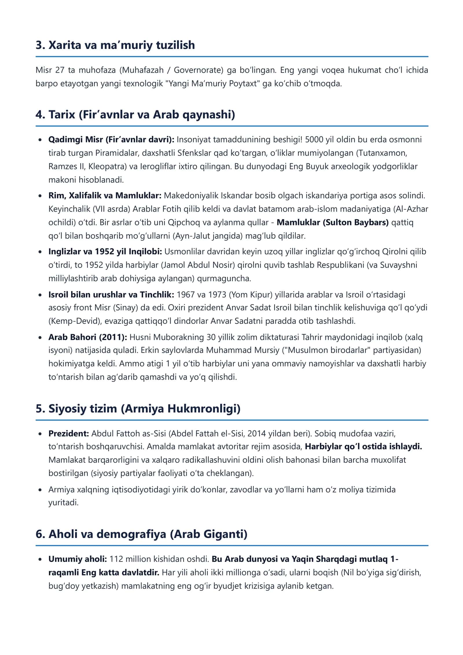Misr Arab Respublikasi Mamlakat ensiklopediyasi 3
