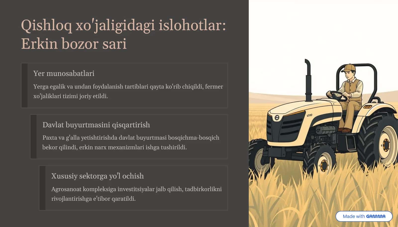 Qishloq xo'jaligi va sanoat: Transformatsiya yo'li 3