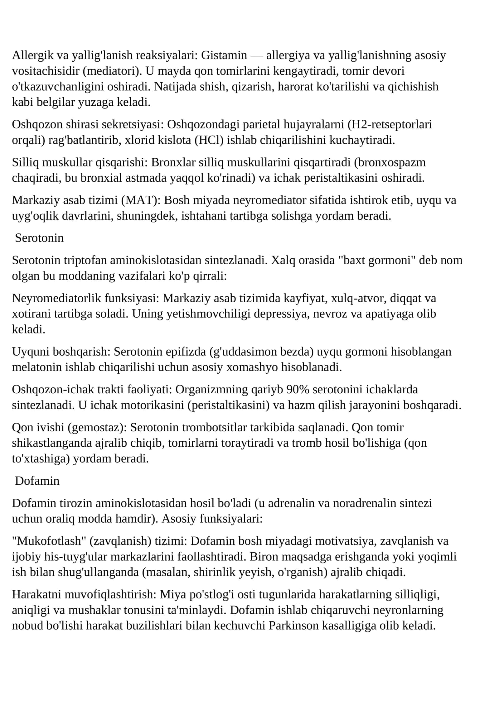 Pediatriya ishi Davolash ishi yo’nalishi Normal Biokimyo Fanidan ON savollariga GOOGLE asosida qisqacha yozilgan javoblar 3