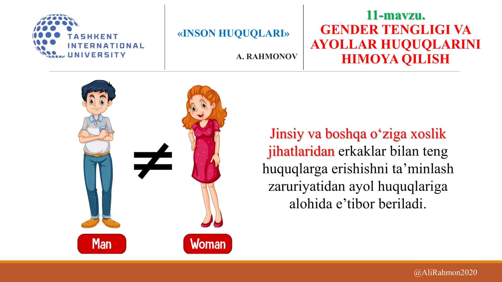 GENDER TENGLIGI VA AYOLLAR HUQUQLARINI HIMOYA QILISH 3