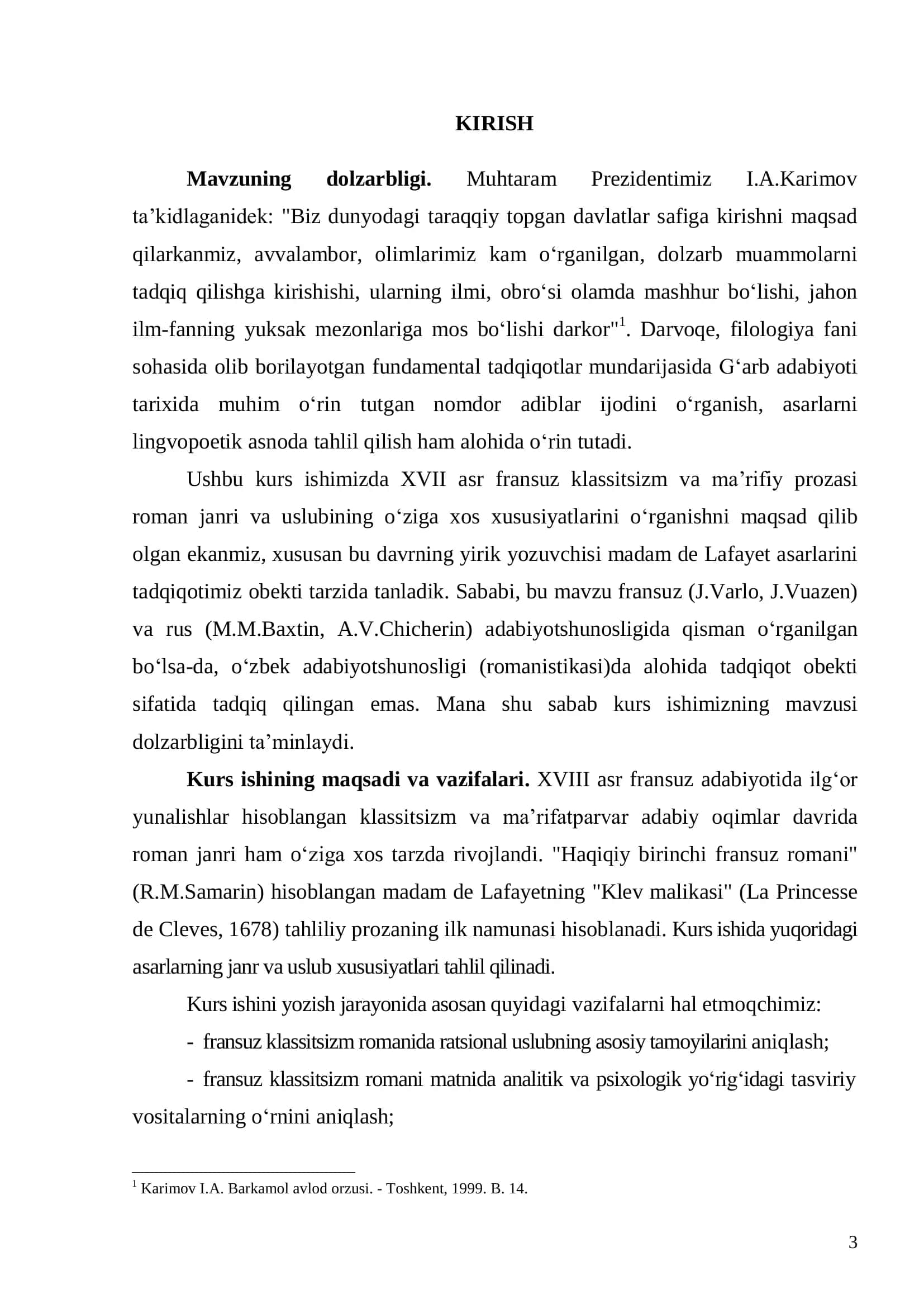 XVII-XVIII asr fransuz adiblari asarlari matnining lingvo-poetik tahlili (Madam de Lafayet asarlari misolida) 3
