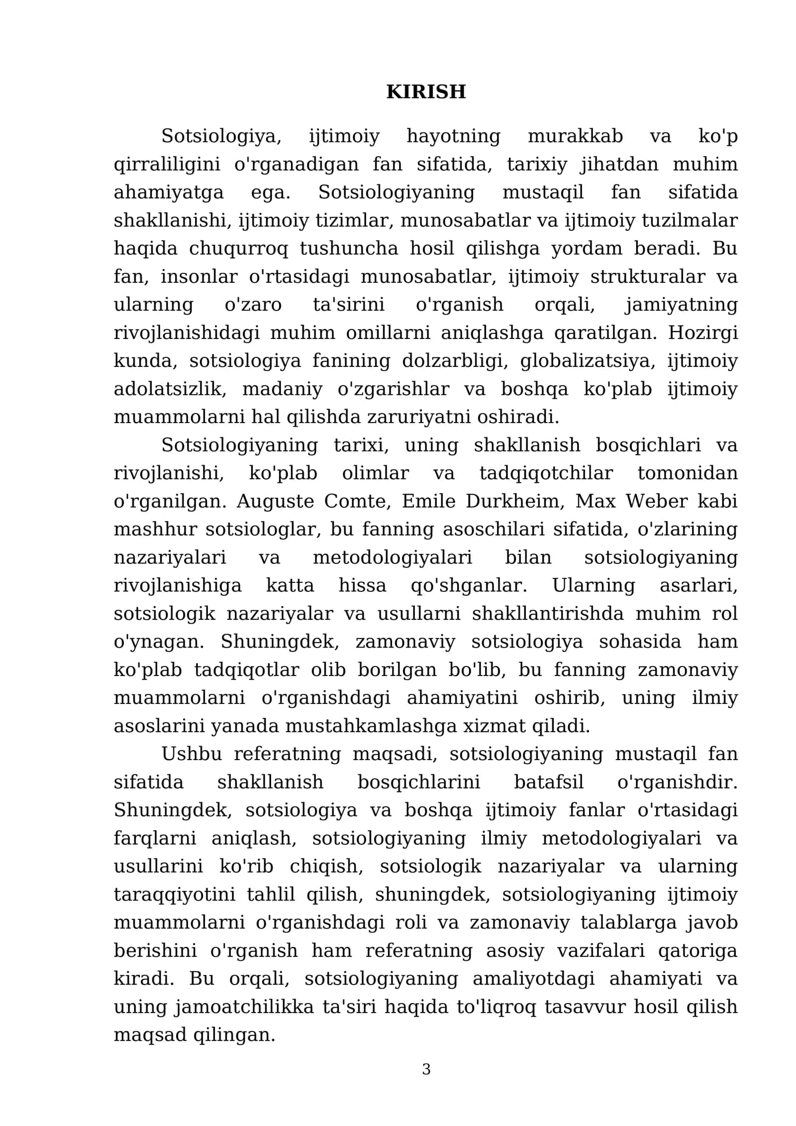 Sotsiologiyaning mustaqil fan sifatida shakllanish bosqichlar 3