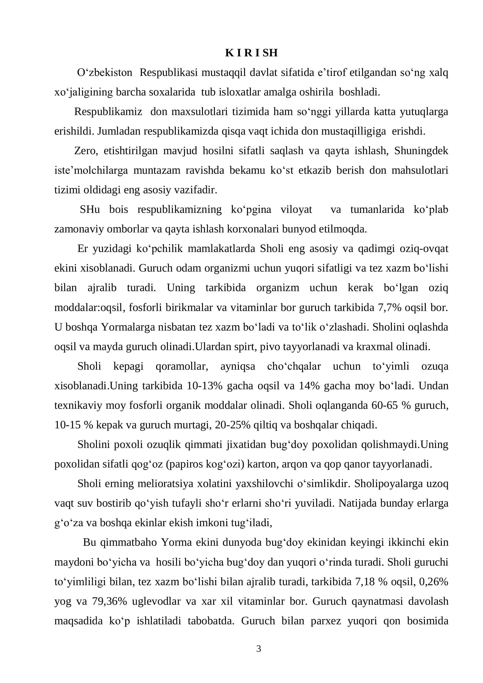 Qishloq xo‗jalik mahsulotlarini saqlash va dastlabki ishlash texnologiyasi ta‘lim yo‗nalishi bitiruvchisi 3
