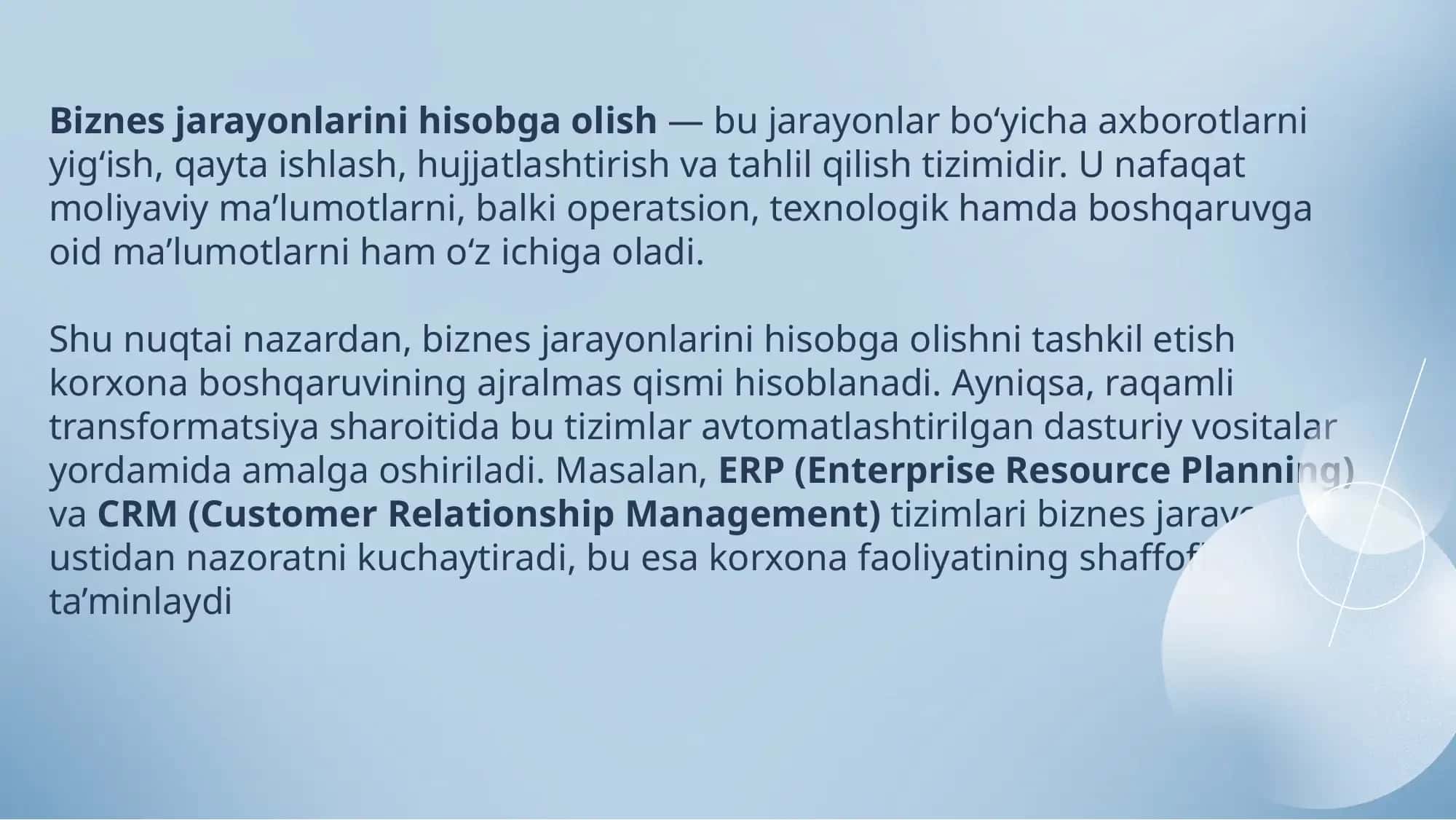 Biznes-jarayonlari hisobini kompleks ko‘rsatkichini shakllantirish usullari 3