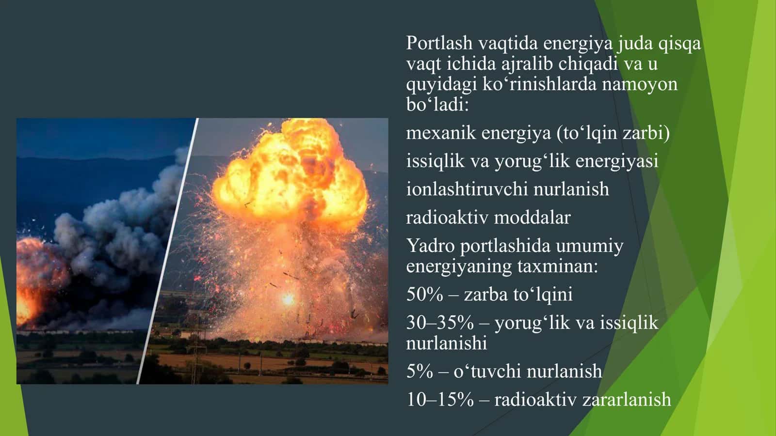 To’lqin zarbi. Jabrlanish zonalari tavsifi. Yorug’lik  ajralishi. O’tuvchi nurlar. 3